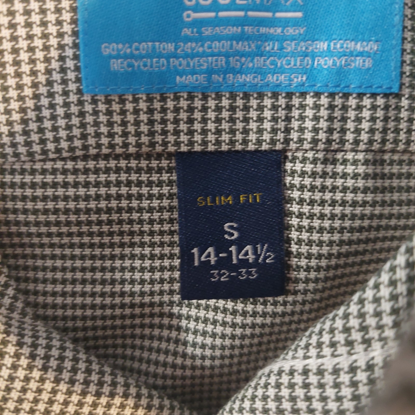 Stafford Men Button Down Shirt Long Sleeve Houndstooth Coolmax: S,XLT, 3XL, 3XLT