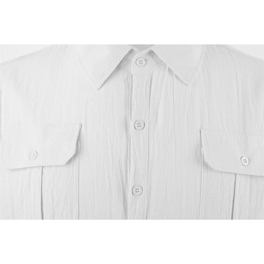 Men Cotton Linen Shirt Summer Casual Button Up Top Tee Gift Sports Beach Gym