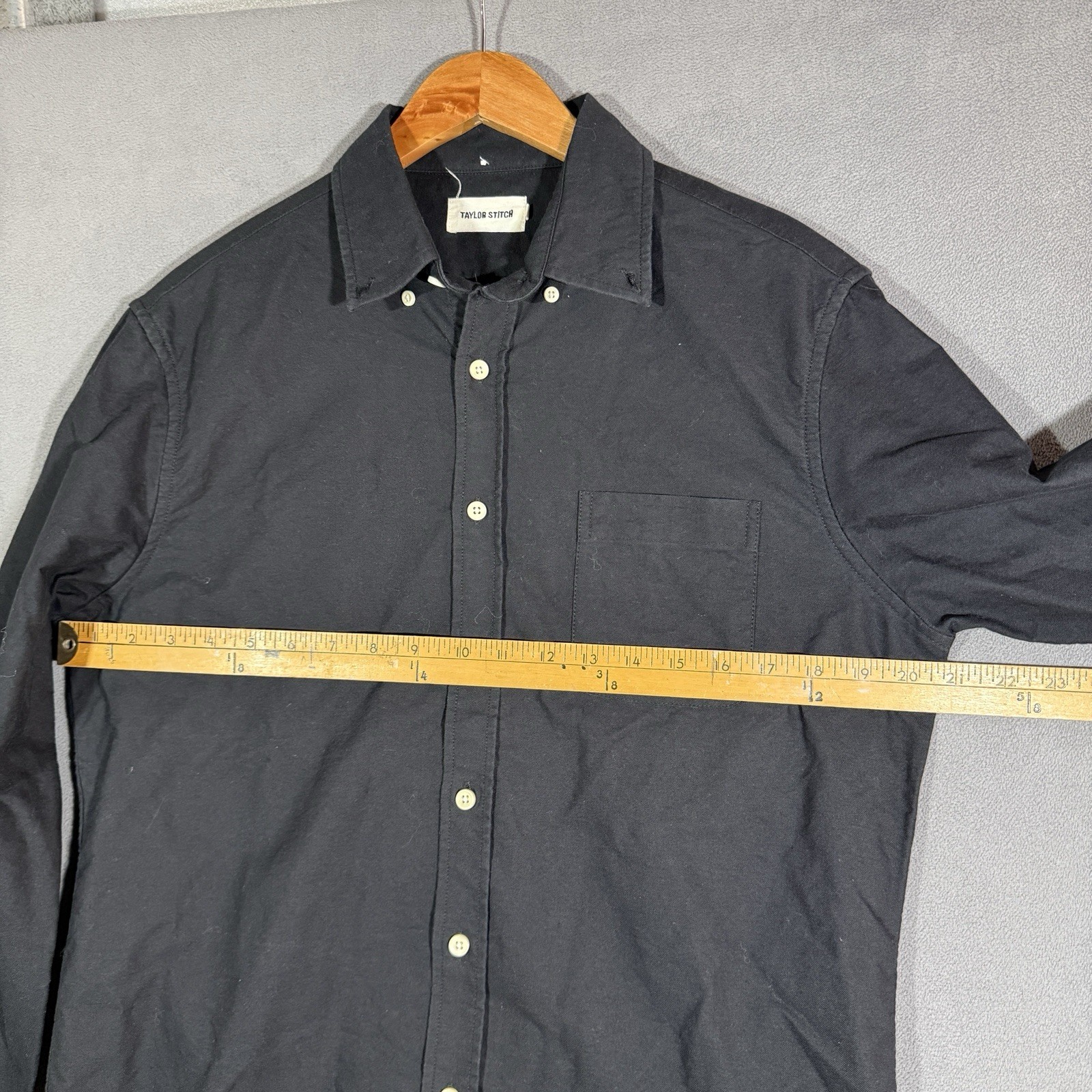 Taylor Stitch Utility Shirt Black Coal Sashiko Mens Size 40 Medium