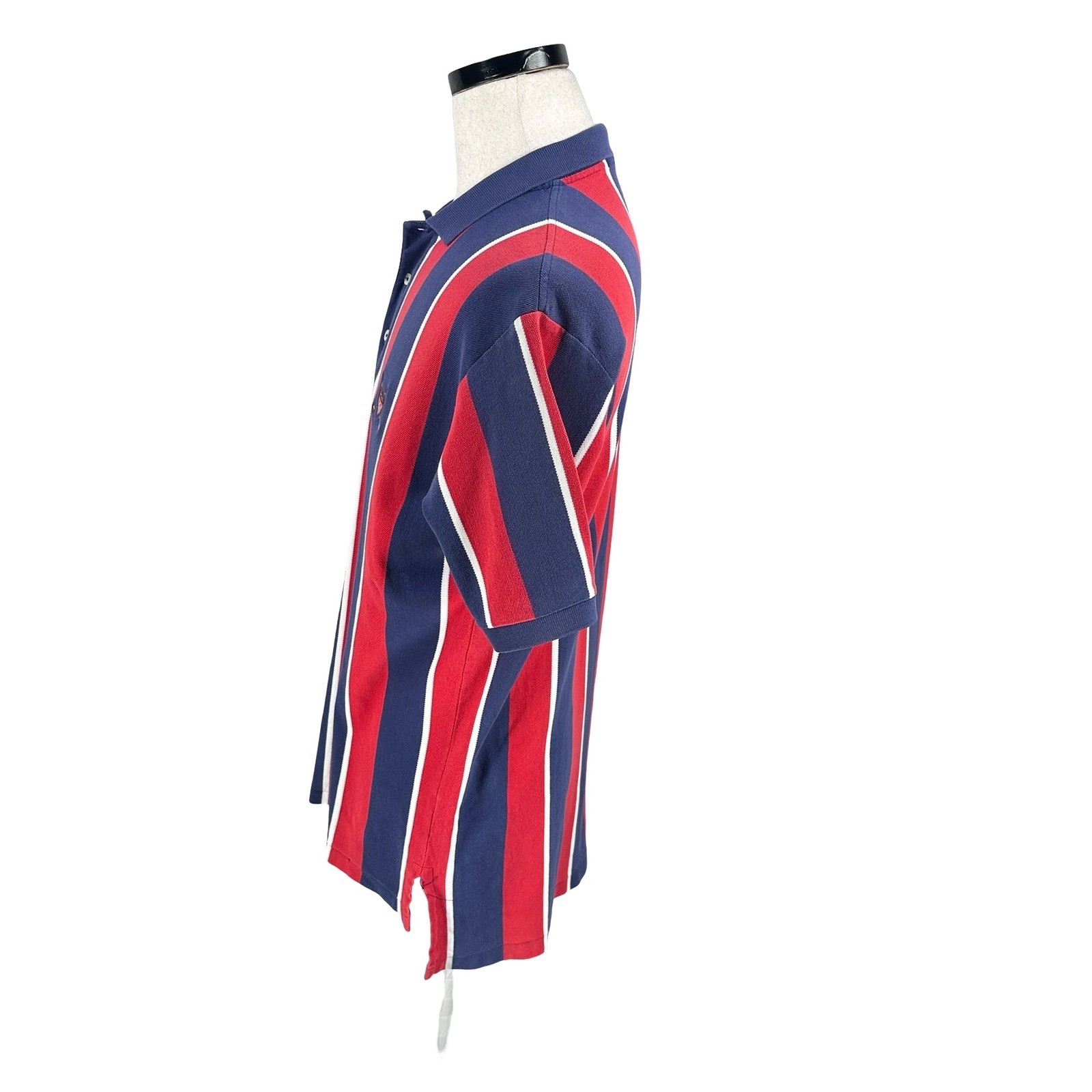 Vintage Polo Ralph Lauren Golf Crest Polo Shirt Men Medium Red Navy Blue Striped