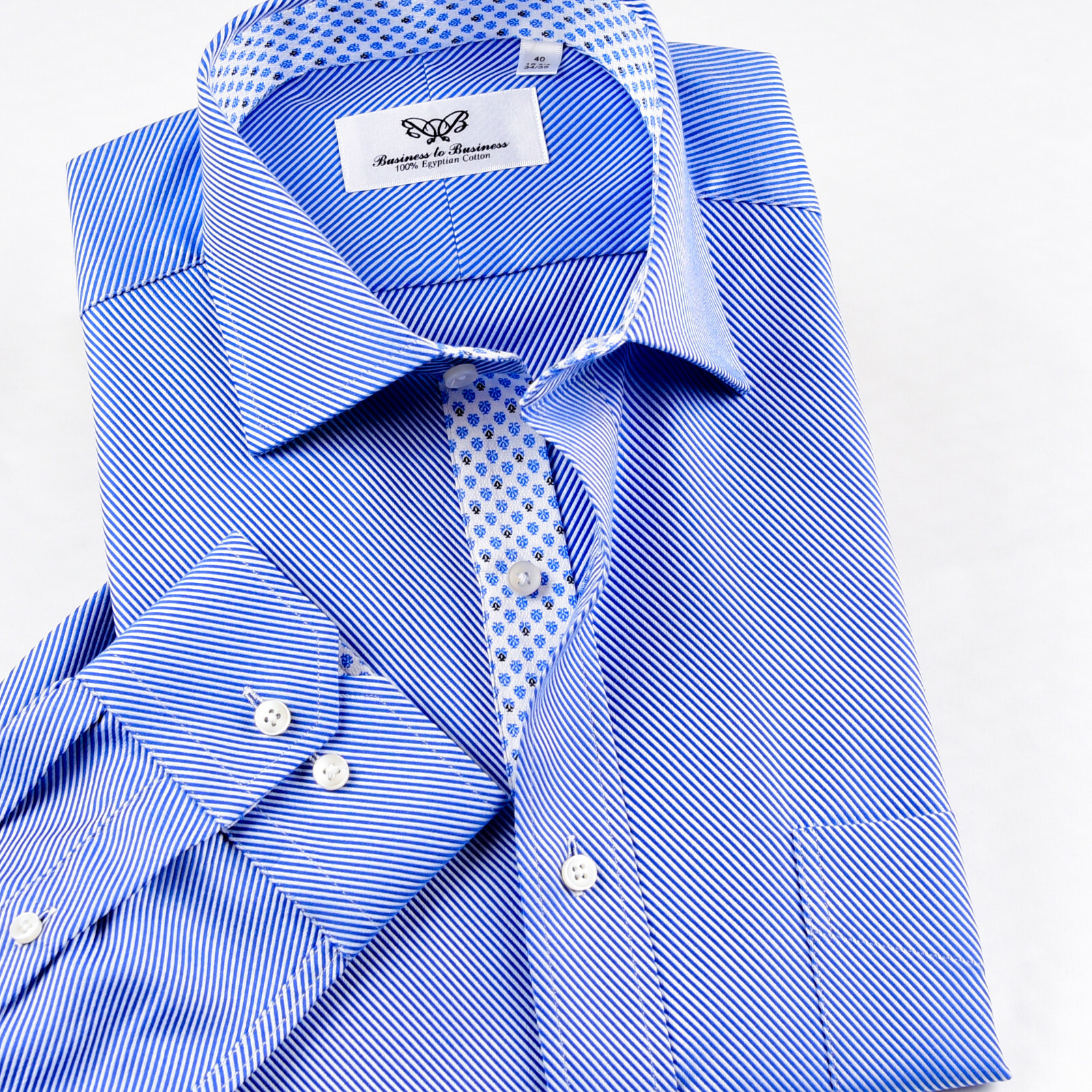 Mens Elegant Blue Twill Double Ply 80’s Fine Wevon Formal Business Shirts