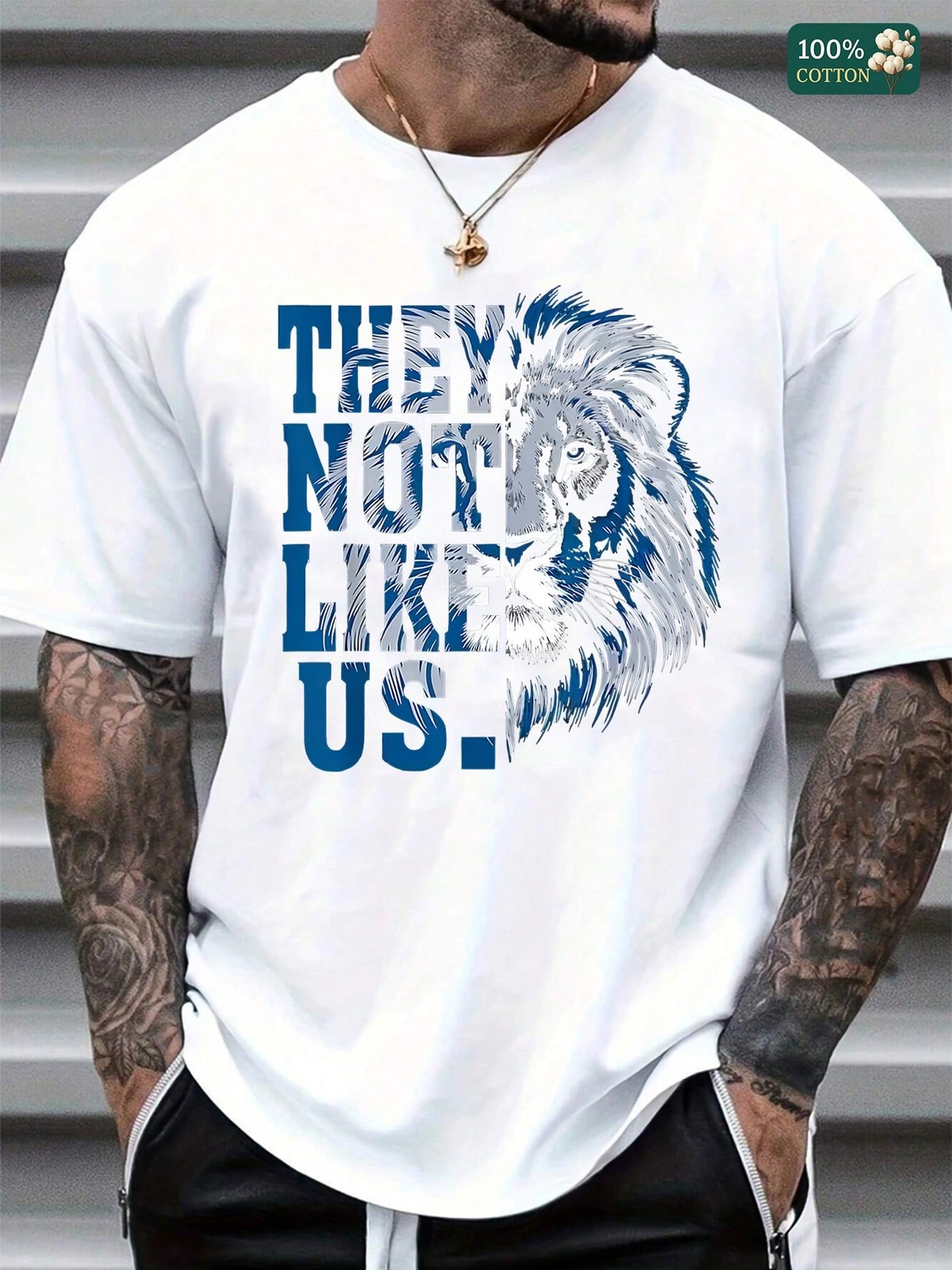 “They Not Like Us” Lion Graphic Unisex 100% Cotton Round Neck Summer Basic Tee