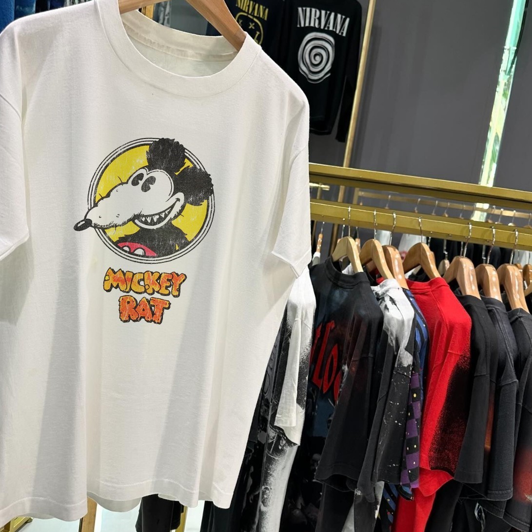 80s-90s Mickey Rat Rare T-Shirt White XL