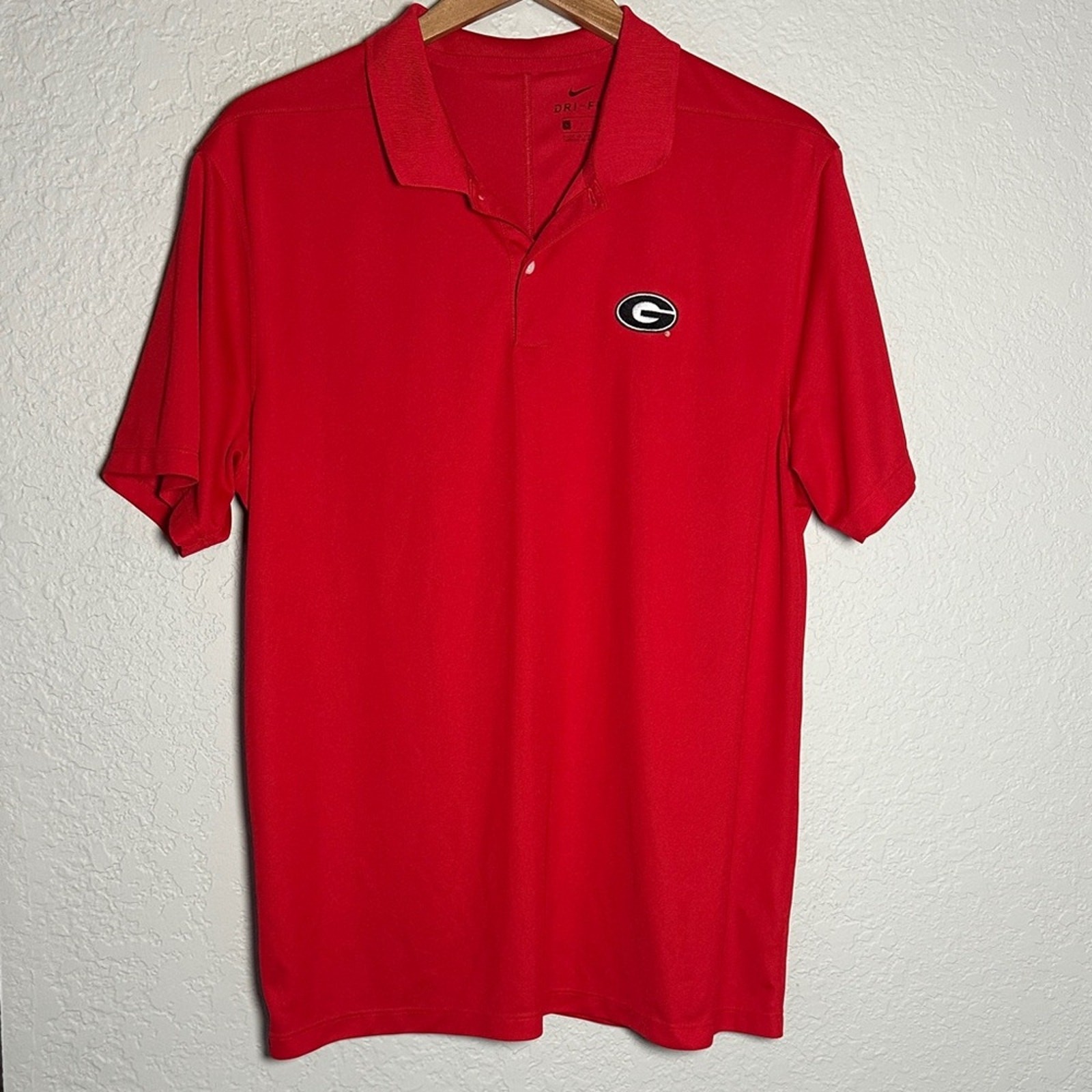 Georgia Bulldogs Nike Dri-Fit Red Polo Shirt Large UGA Logo College Football