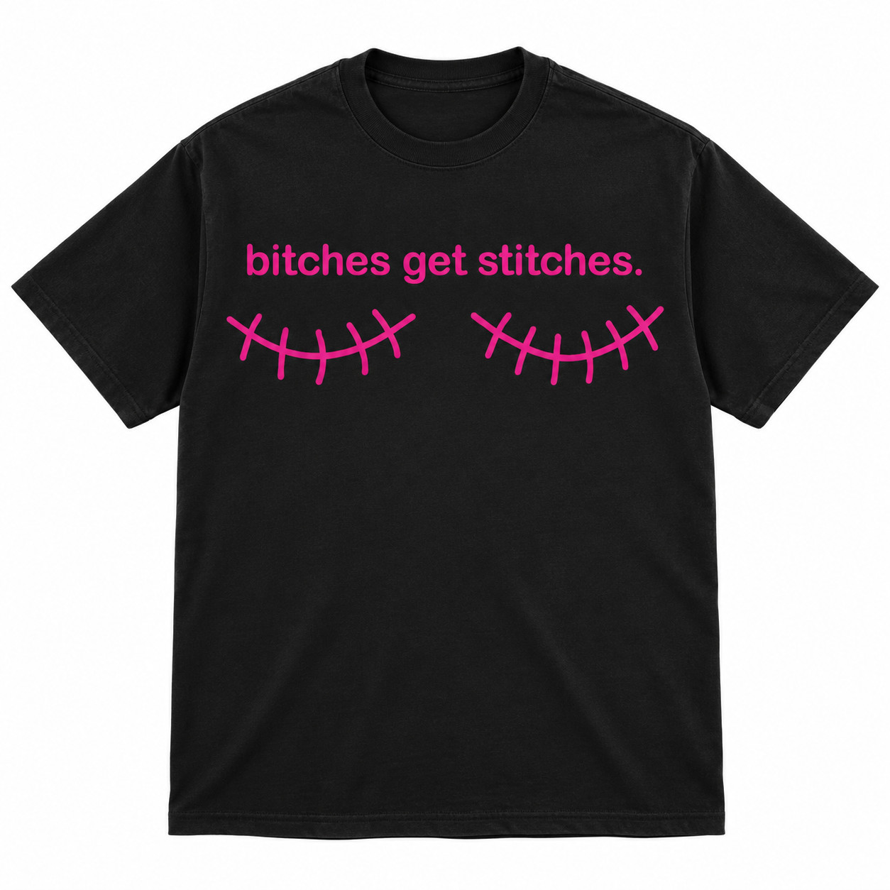 Breast Cancer Survivor Bitches Get Stitches Funny Awareness T-Shirt