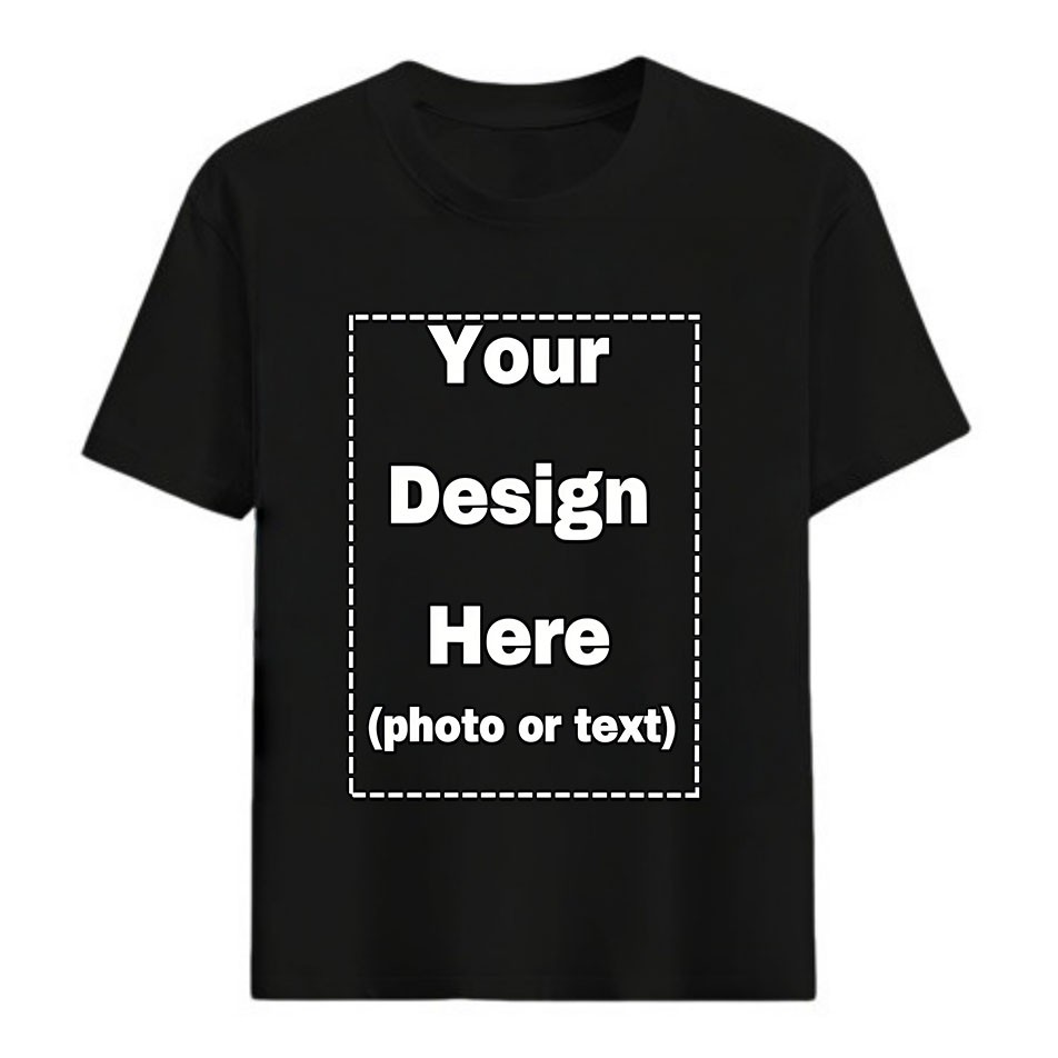 Custom Print Your Photo Text Logo DIY Cotton Tee Personalized Pet Lover