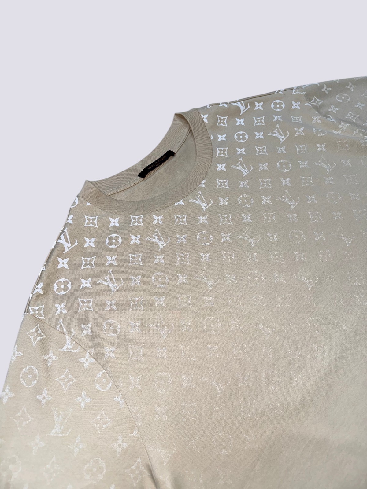 Louis Vuitton LV Monogram Gradient Cotton Crewneck T-Shirt Beige Size L