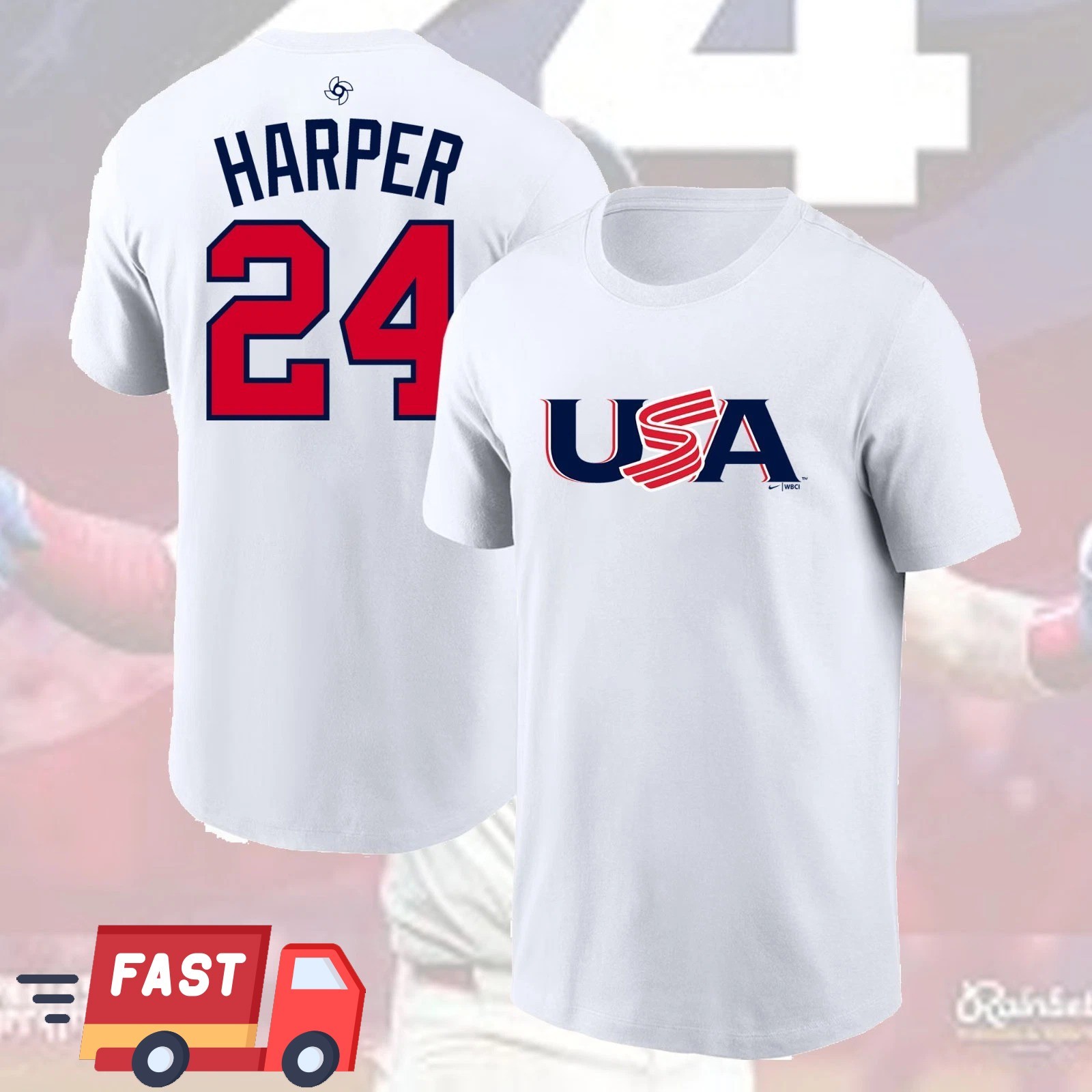 HOT! Bryce #24 Harrper USA Baseball 2026 Name & Number Players For Fans