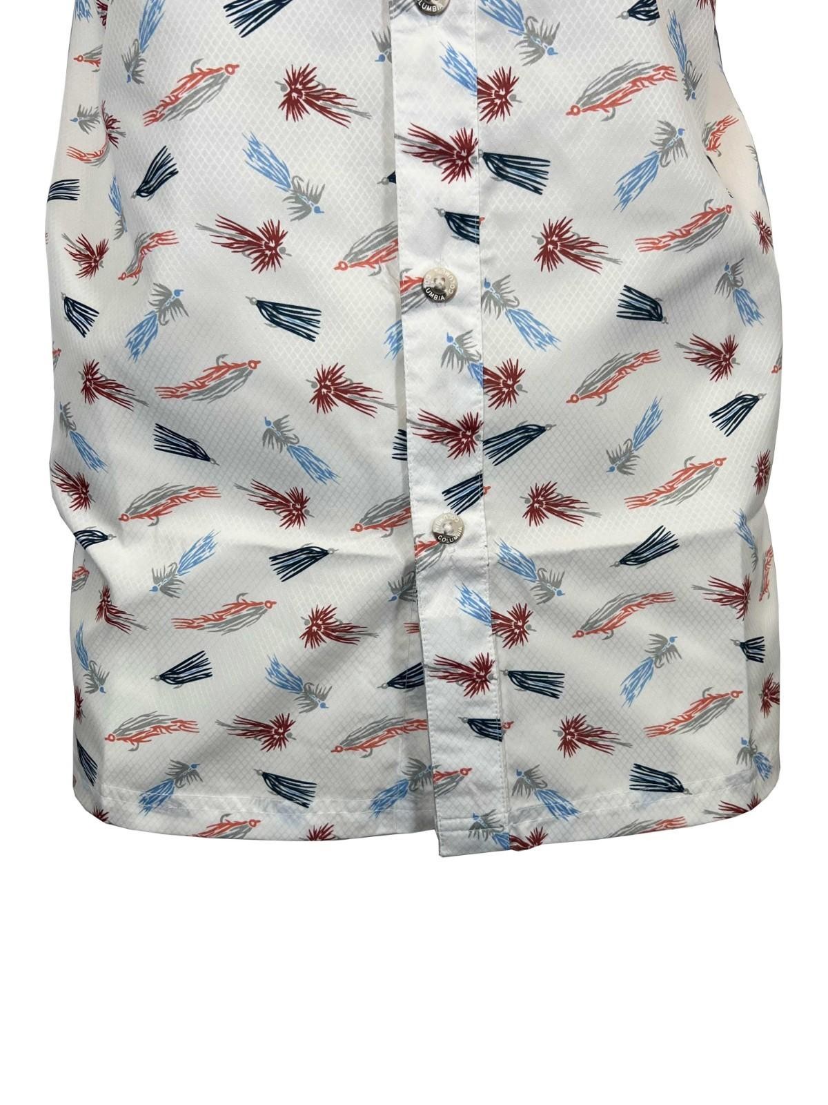 Columbia Men’s White Fly Pride Shirt PFG Super Slack Tide Camp S/S (111)