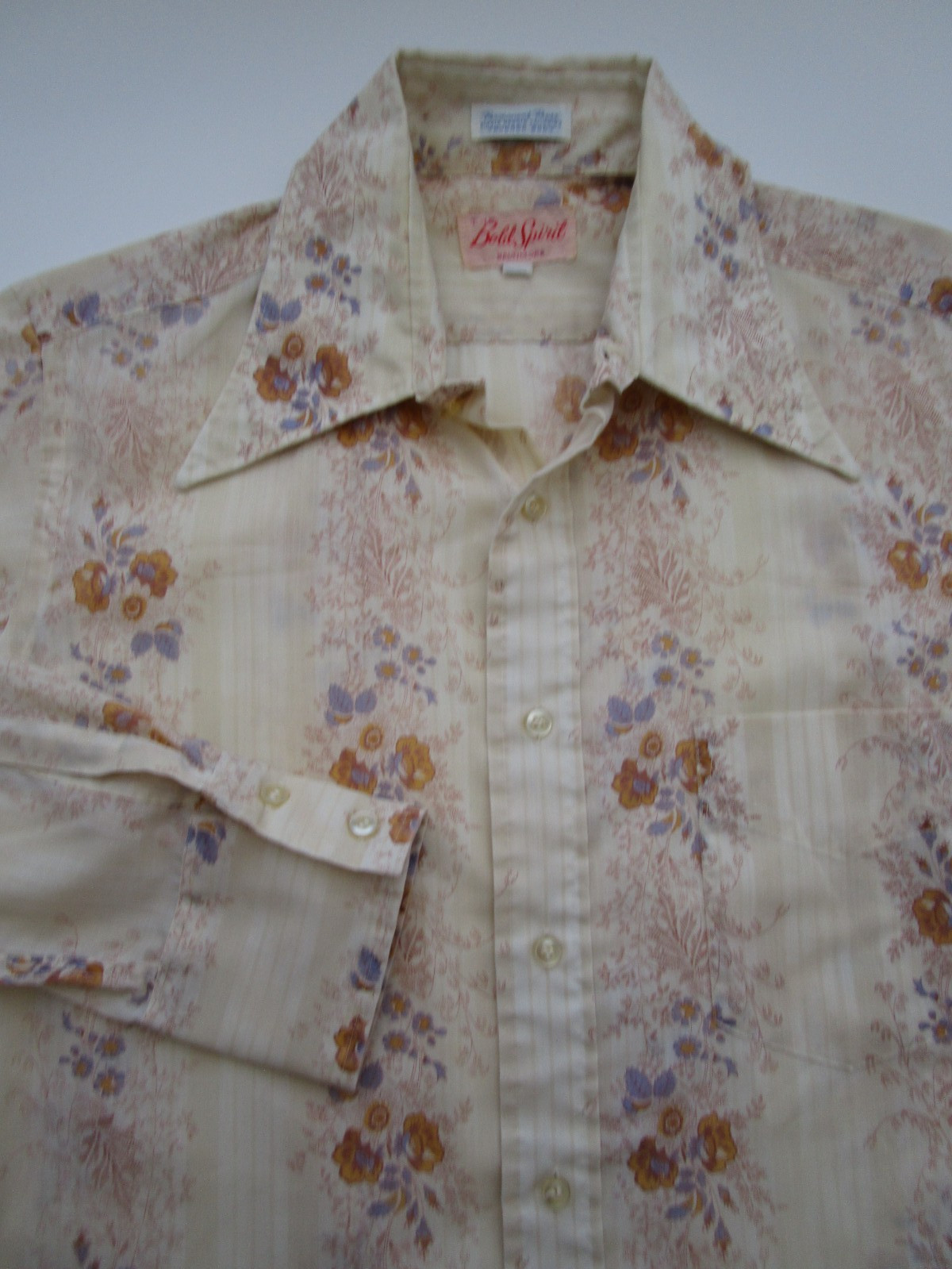 Mens Medium The Bold Spirit Baltimore Shirt Permanent Press floral VTG 60s 70s ?