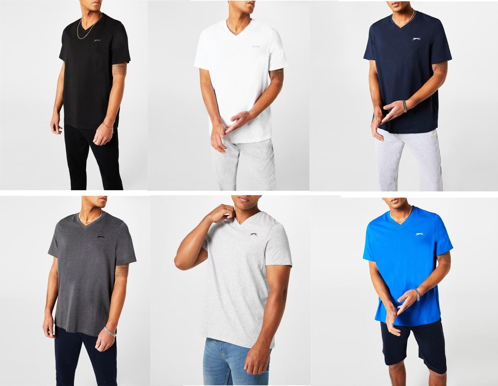 Mens Slazenger 100% Cotton V Neck T Shirt XS S M L XL XXL 3XL 4XL BNWT
