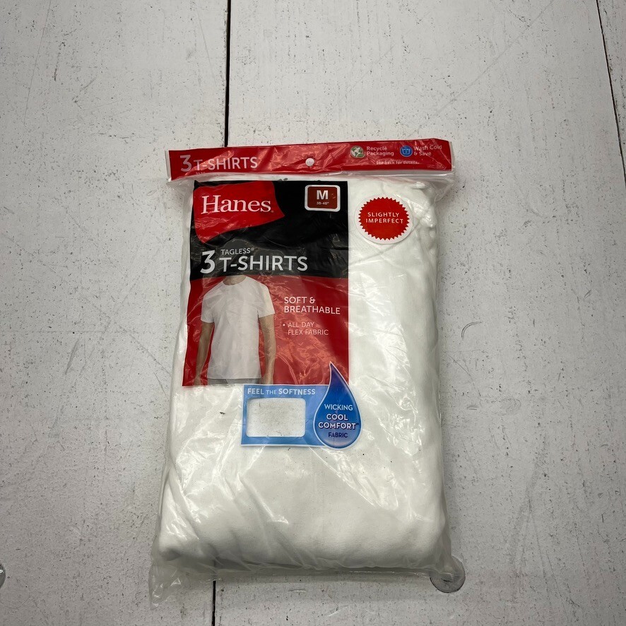 Hanes White 3 Pack Tagless T-Shirts Men’s Size Medium (38-40) NEW