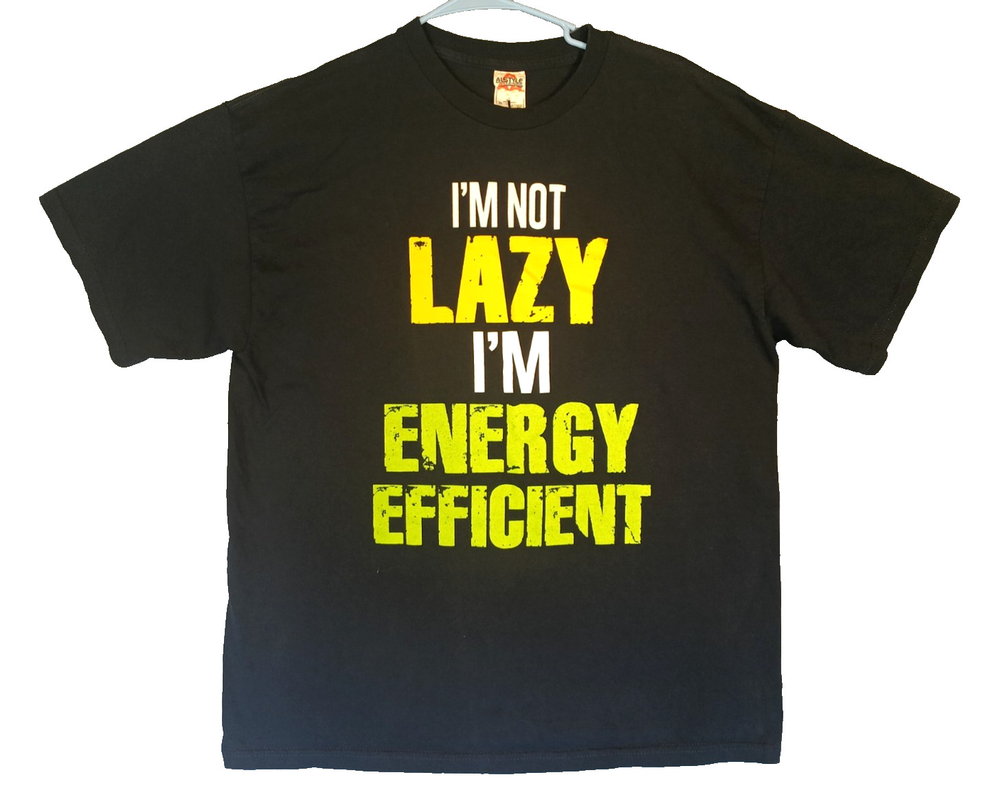 Alstyle Apparel Mens Blue Short Sleeve t-Shirt I’m Not Lazy Energy Efficient XL