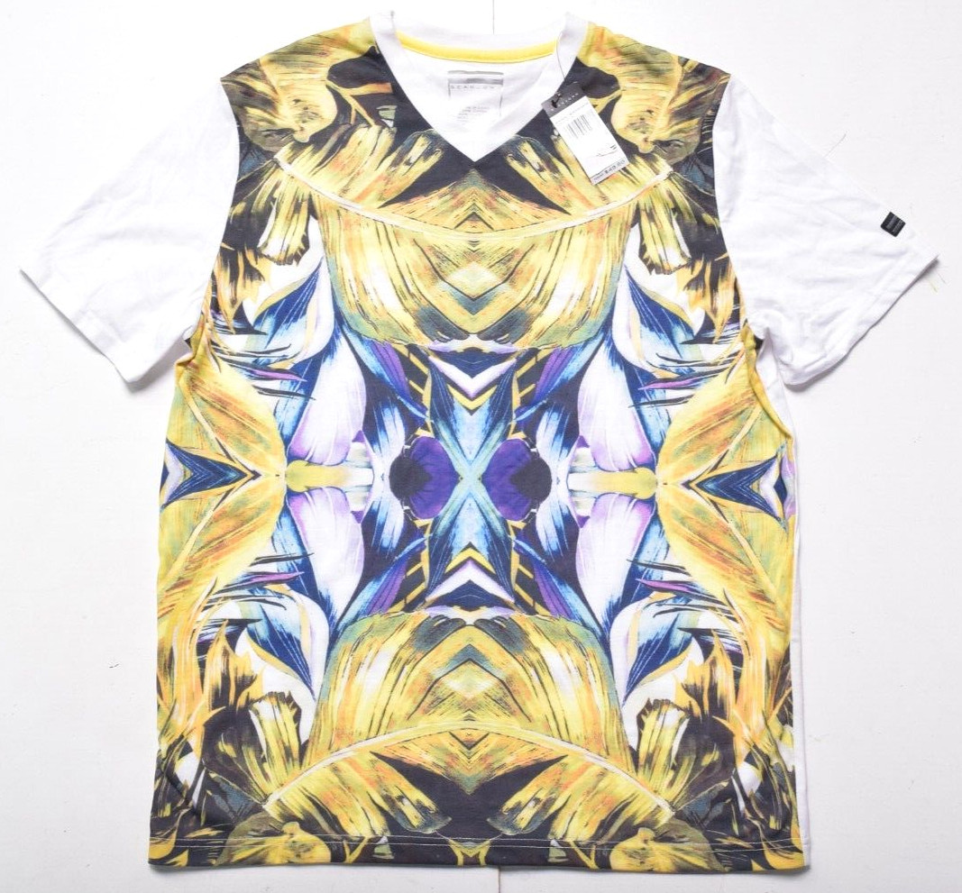 Sean John Mens All Over Graphic Premium Slim Fit Tee Shirt Large $49.50