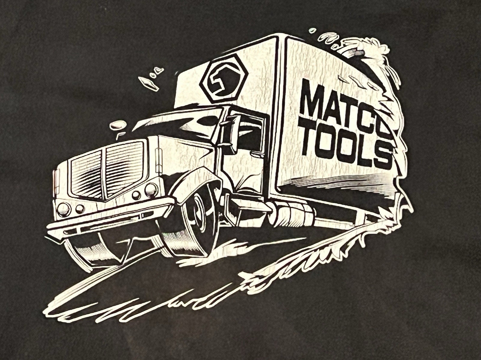 Matco Tools Black Mens Large Truck Wall Crashing Graphic Double Sided T Shirt