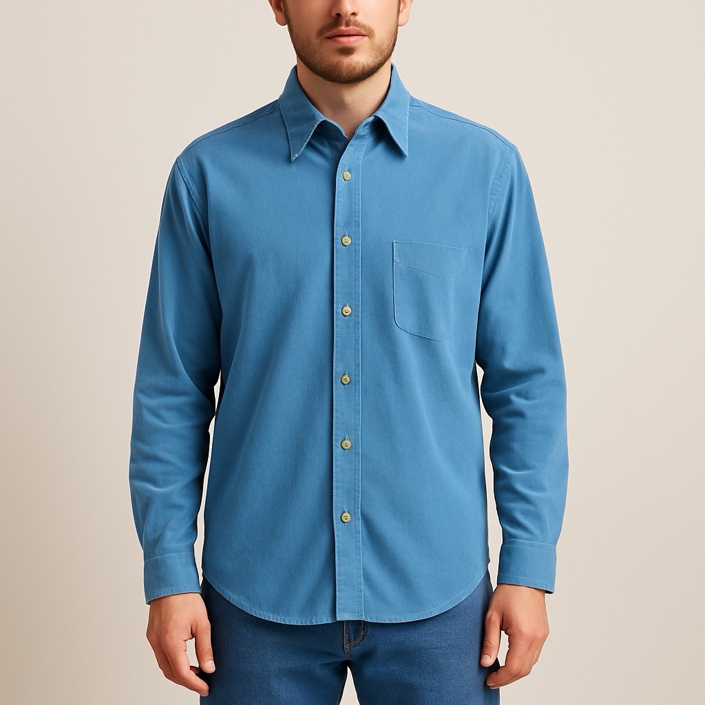 Vtg Y2K Joseph Abboud Blue Corduroy Button Up Shirt M Preppy Old Money Western