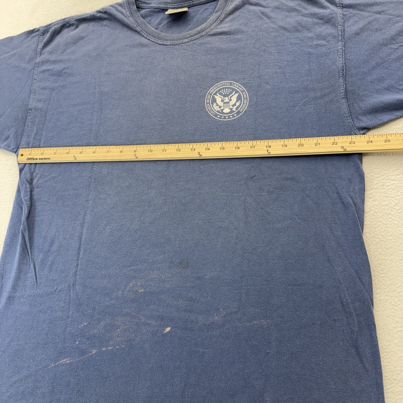 George Bush Presidential Library & Museum XL Shirt Faded Blue Texas A&M Campus