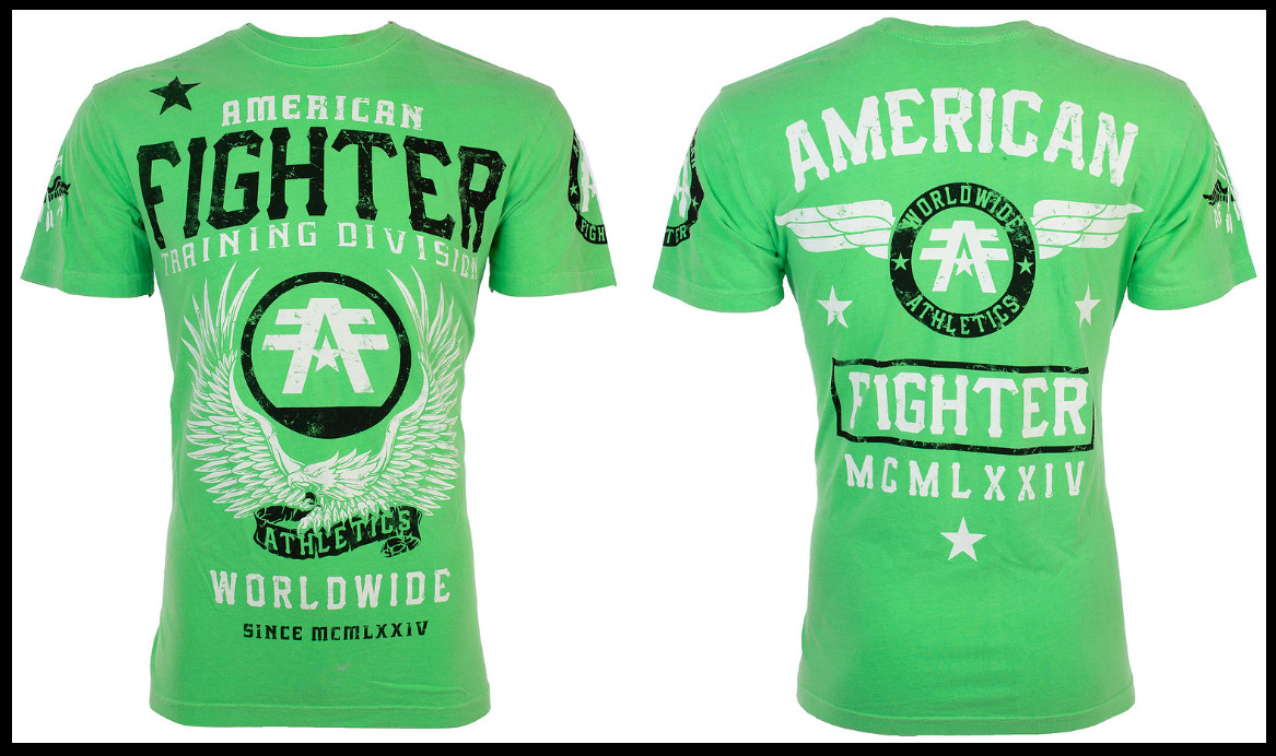 AMERICAN FIGHTER Neon Green FLY BY Athletic Graphic T-shirt NWT