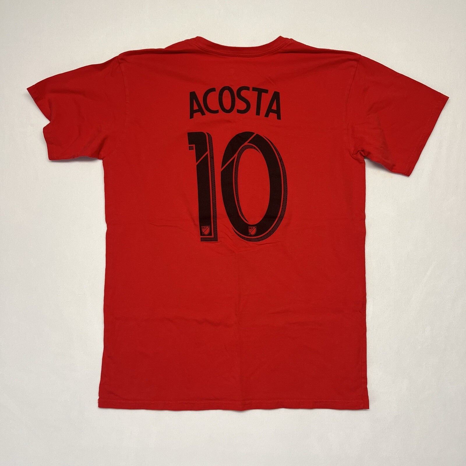 DC United Luciano Acosta Size Large Mens Red Double-sided Graphic Logo Tee