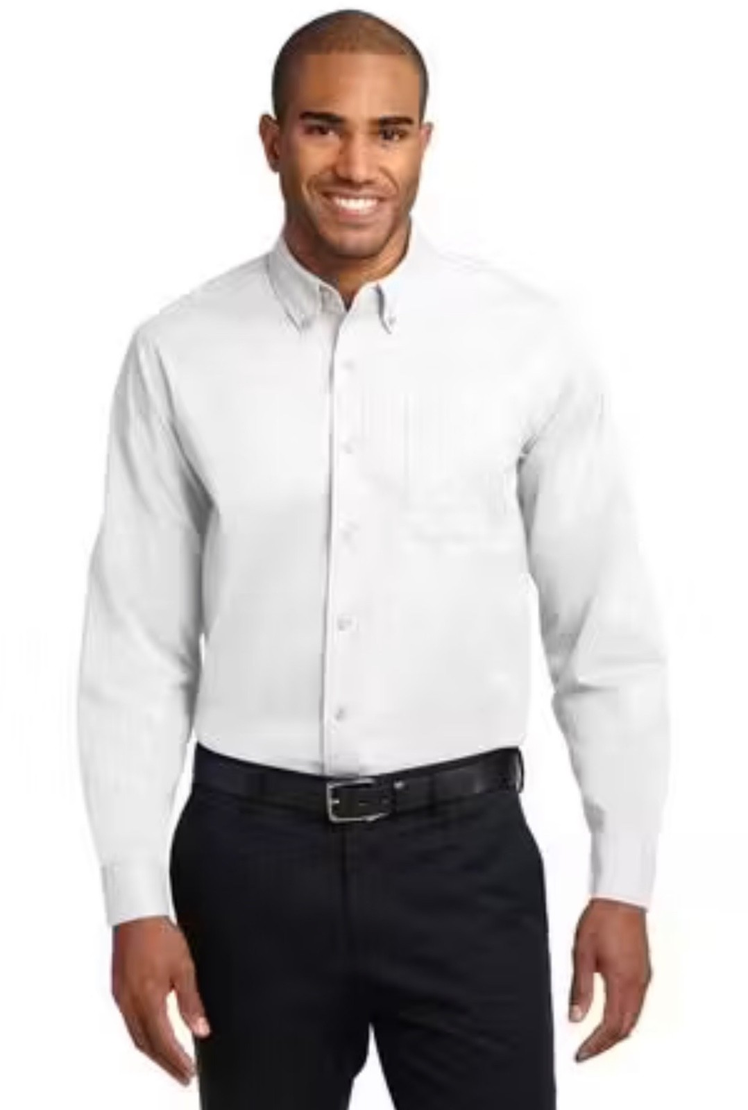 Port Authority S608 – Long Sleeve Easy Care Shirt – White / Light Stone