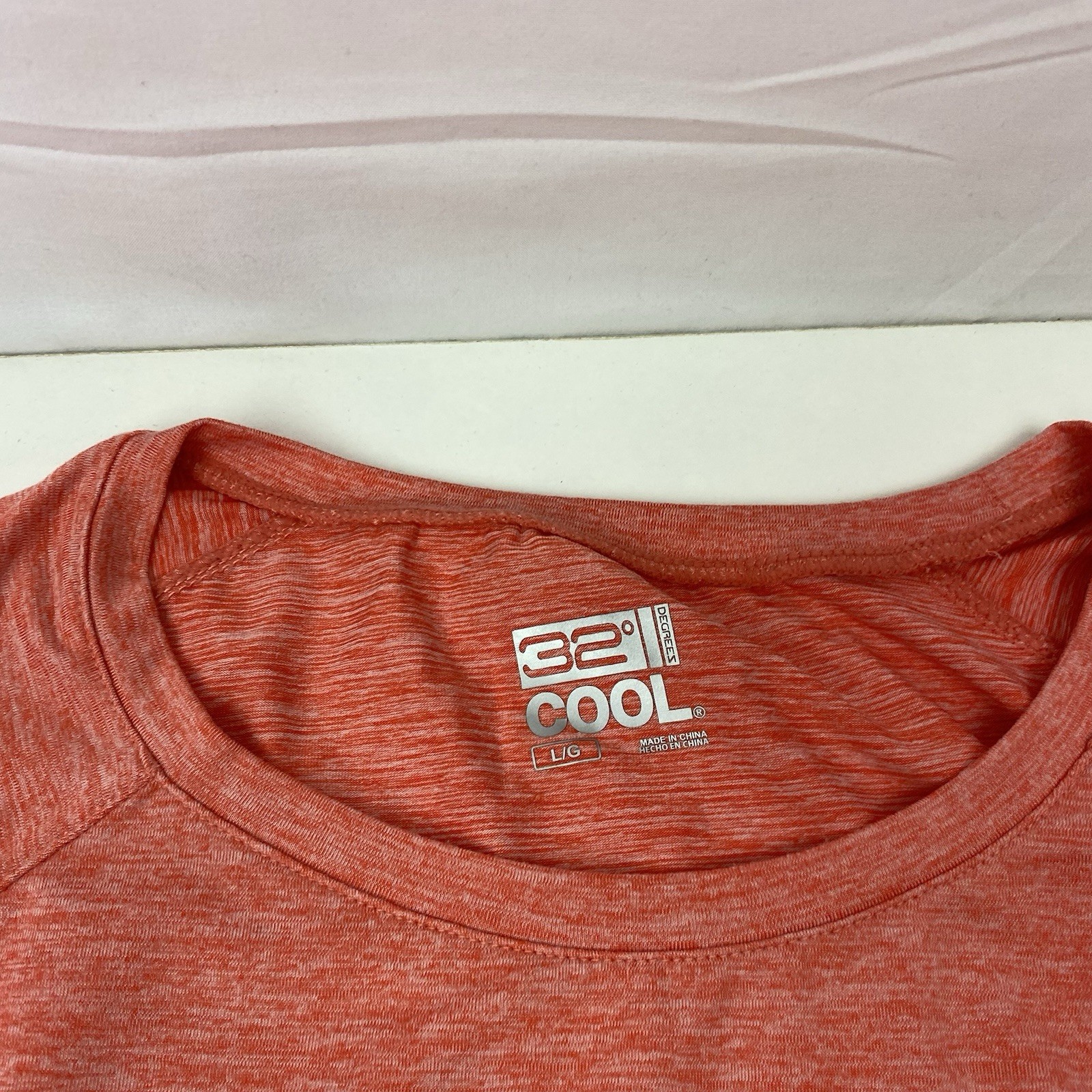 32 Degrees Cool Men’s L Large Heather Salmon Short Sleeve Crew Neck T Shirt