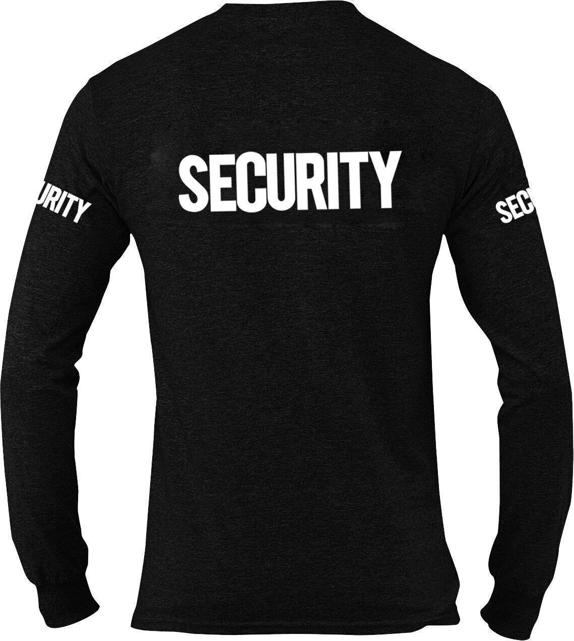 Men’s Long Sleeve Security T-Shirt (Black & White, Chest, Back & Both Sleeve…