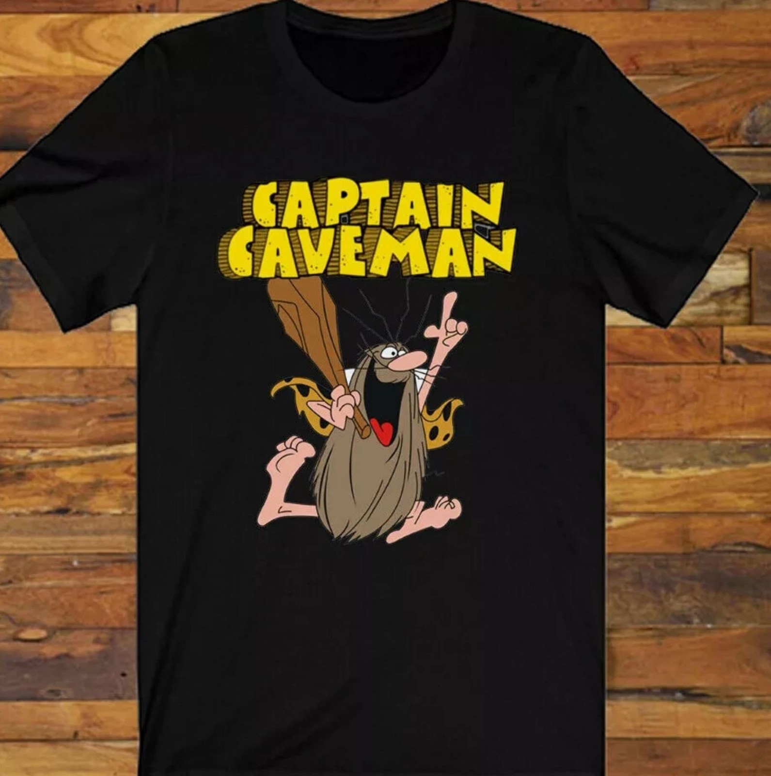 Captain Caveman cartoon black T-shirt Unisex Tee All sizes S to 5Xl
