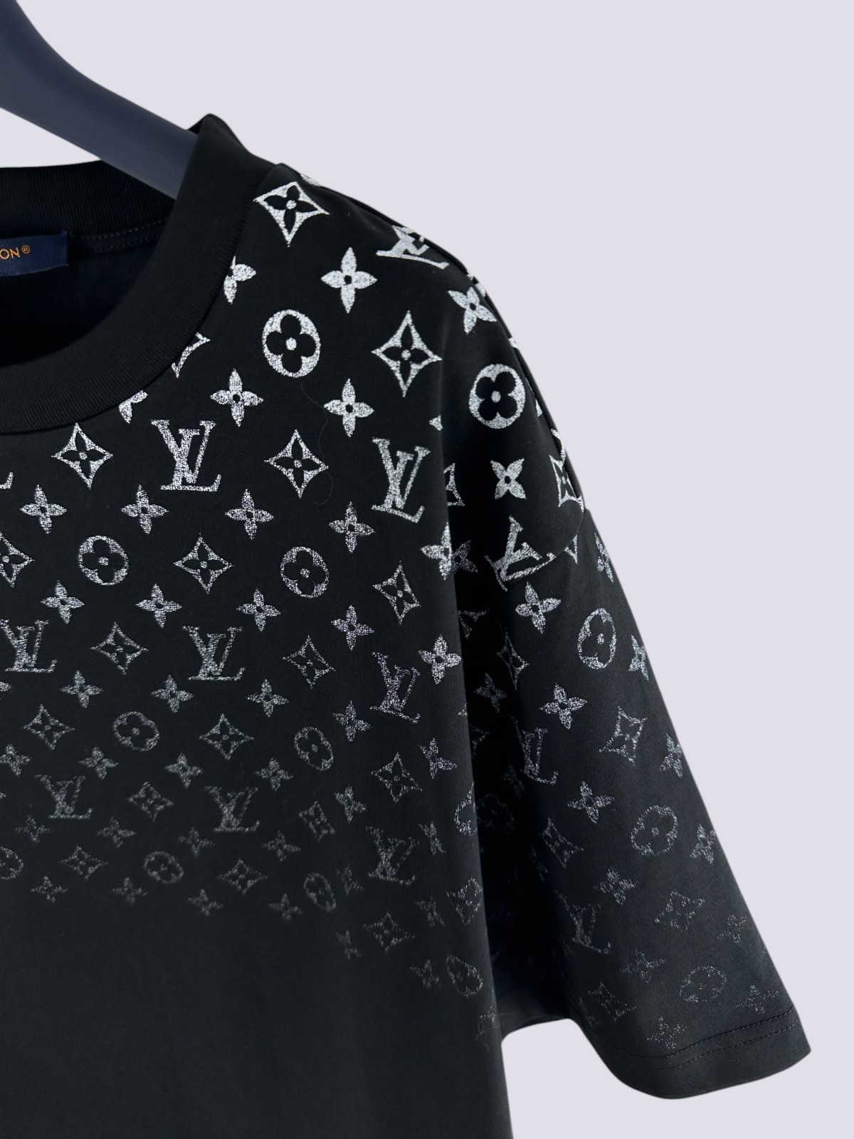 Louis Vuitton LV Monogram Logo Gradient Cotton Crewneck T-Shirt Black Size M