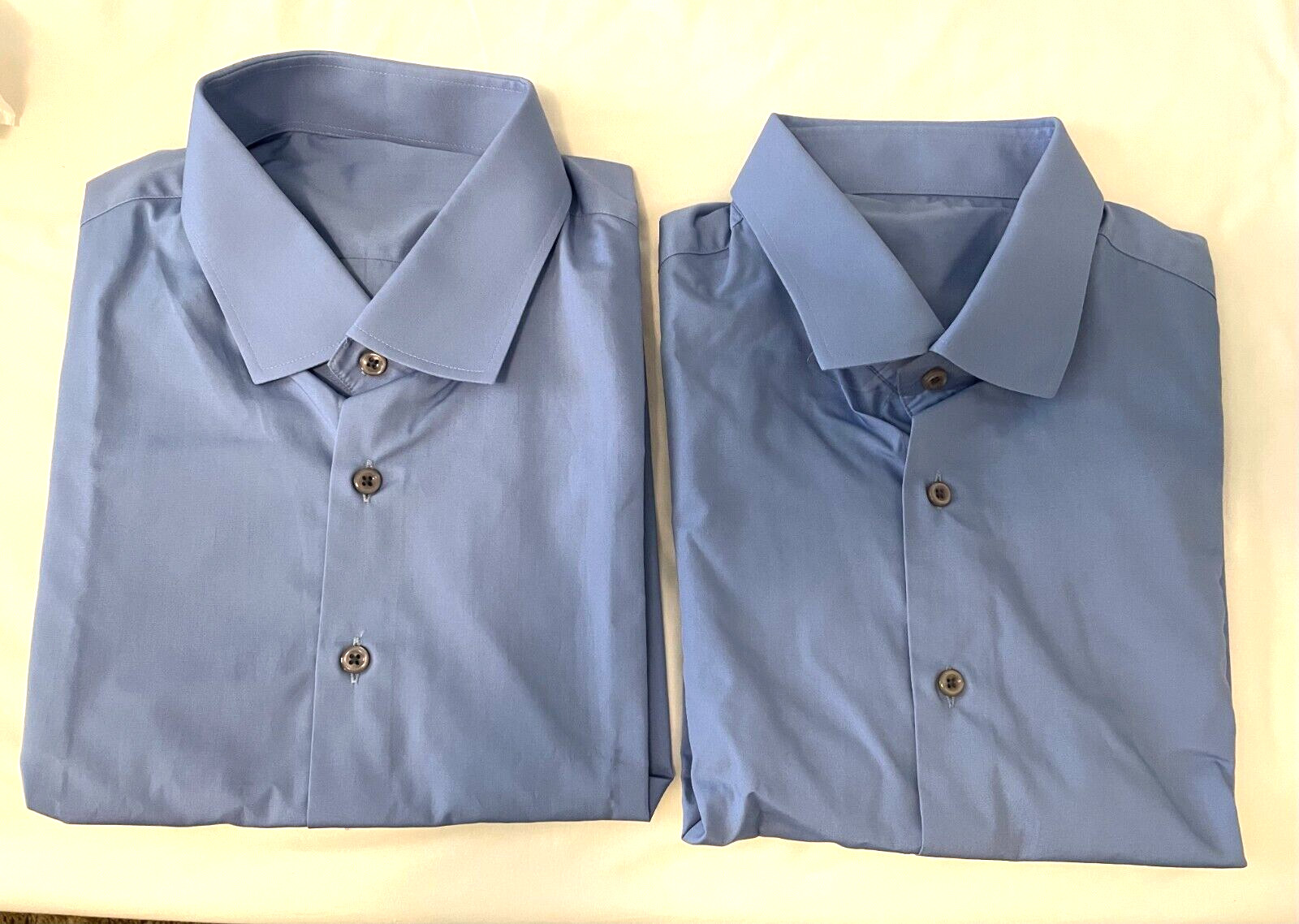 NEW (2) Men’s Long Sleeve Solid Color Dress Shirts – Blue Colors