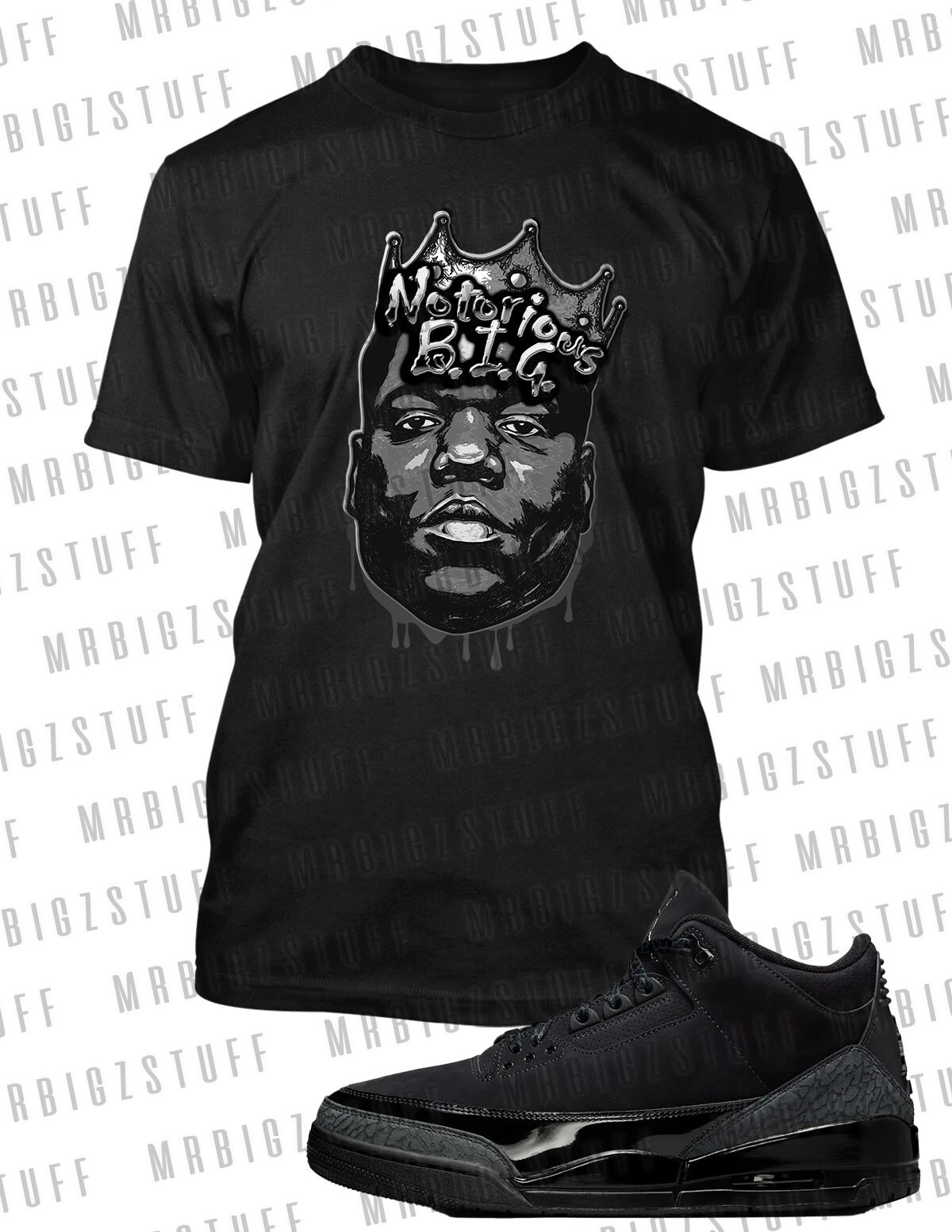 Mens Biggie Big & Tall Streetwear T Greystone 8XL Tee Complements J3 Hip Hop