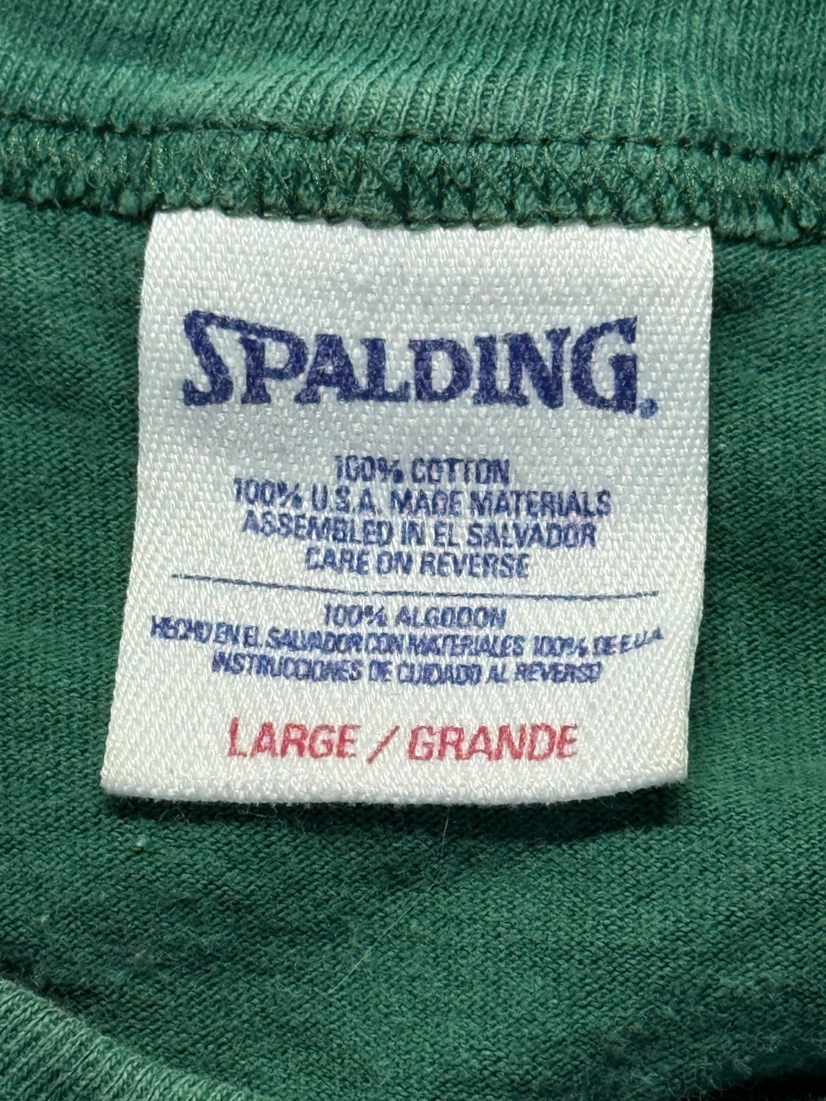 Spalding Tank Top Mens Large Green Graphic Print Spellout Logo Cotton Everyday