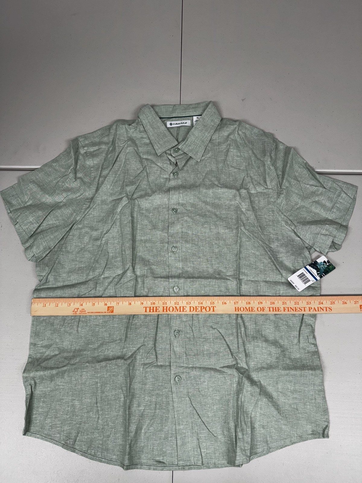 Cubavera Men’s Button Front Shirt Solid Green Linen Short Sleeve NWT Pick Size