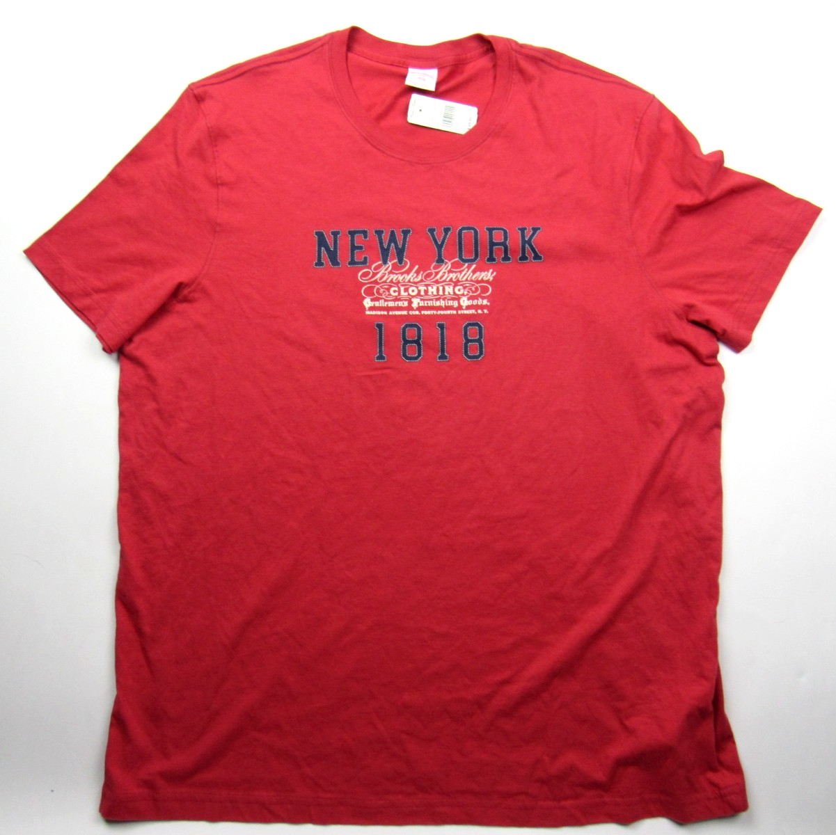 NWT $49.50 Brooks Brothers T Shirt Mens XXL Red Graphic 1818 New York Cotton