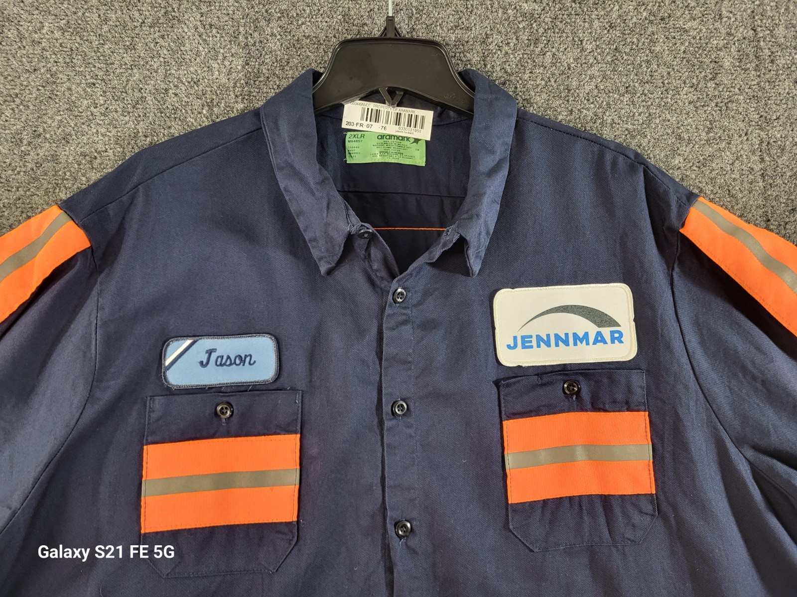 Aramark Hi Vis Safety Reflective Work Wear Shirt Mens 2XLR Blu/Orange S Sleeve