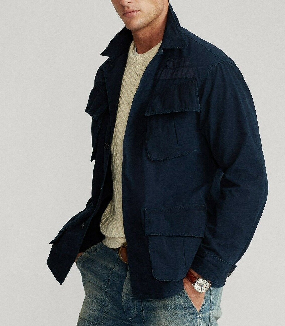 Polo Ralph Lauren Military Army Naval USRL Patch Ripstop Overshirt Shirt Jacket