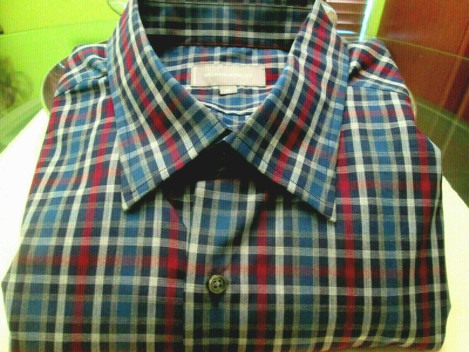 PRIVATE LABEL IKE BEHAR FOR NEIMAN MARCUS=CHECK SHIRT-$175-XL ,