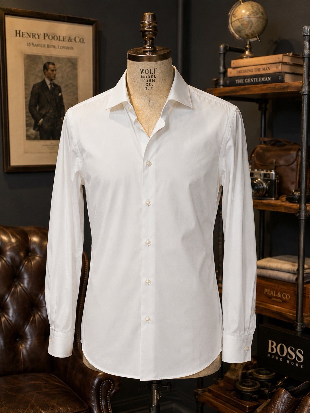BOSS Hugo Boss Men’s White Slim Fit Easy Iron Dress Shirt Neck 15 Long Sleeve