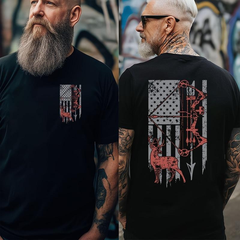 Hunting Shirt with American Flag, Bow Hunting T-shirt, American Hunter Shirt, Hu