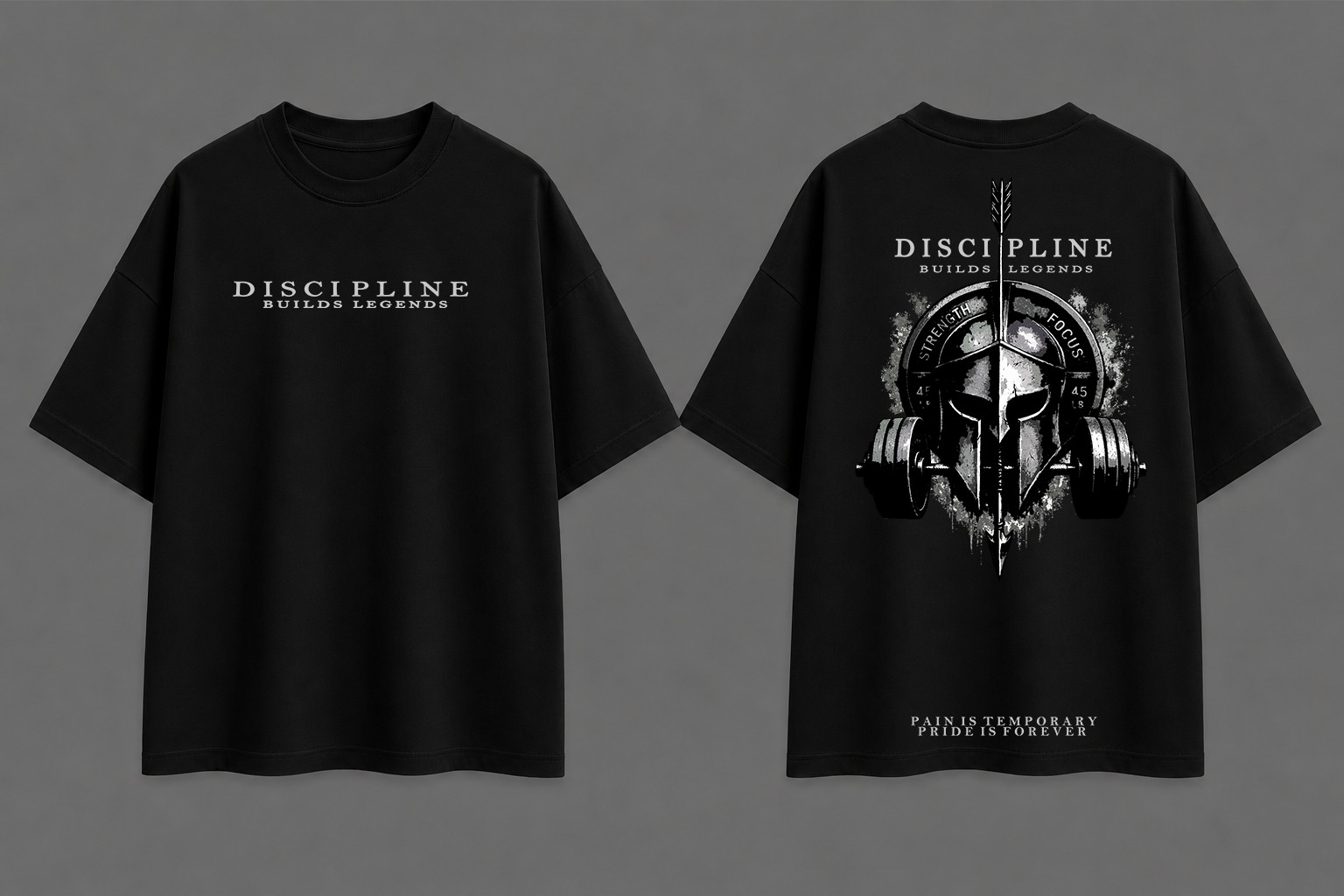 Men’s Oversized Gym Graphic T-Shirt Discipline Builds Legends Fitness Streetwear