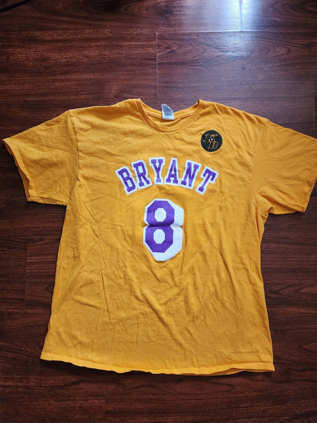 Delta Pro Weight Yellow Bryant 8/24 Graphic Double-Sided Crew Neck T-Shirt XL