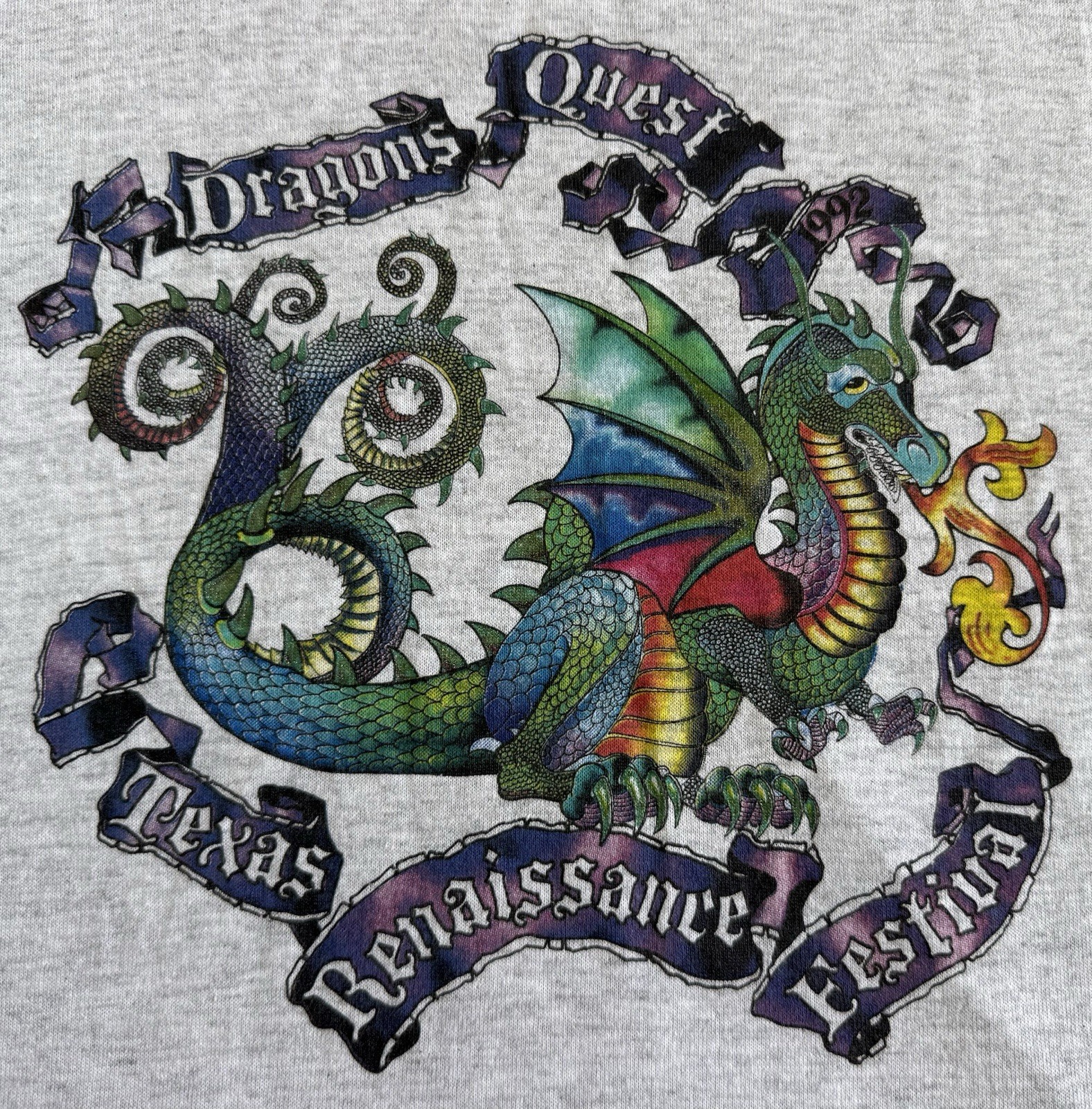 Vtg 90’s T-shirt Texas Renaissance Festival Dragon’s Quest Fits Men L Fantasy