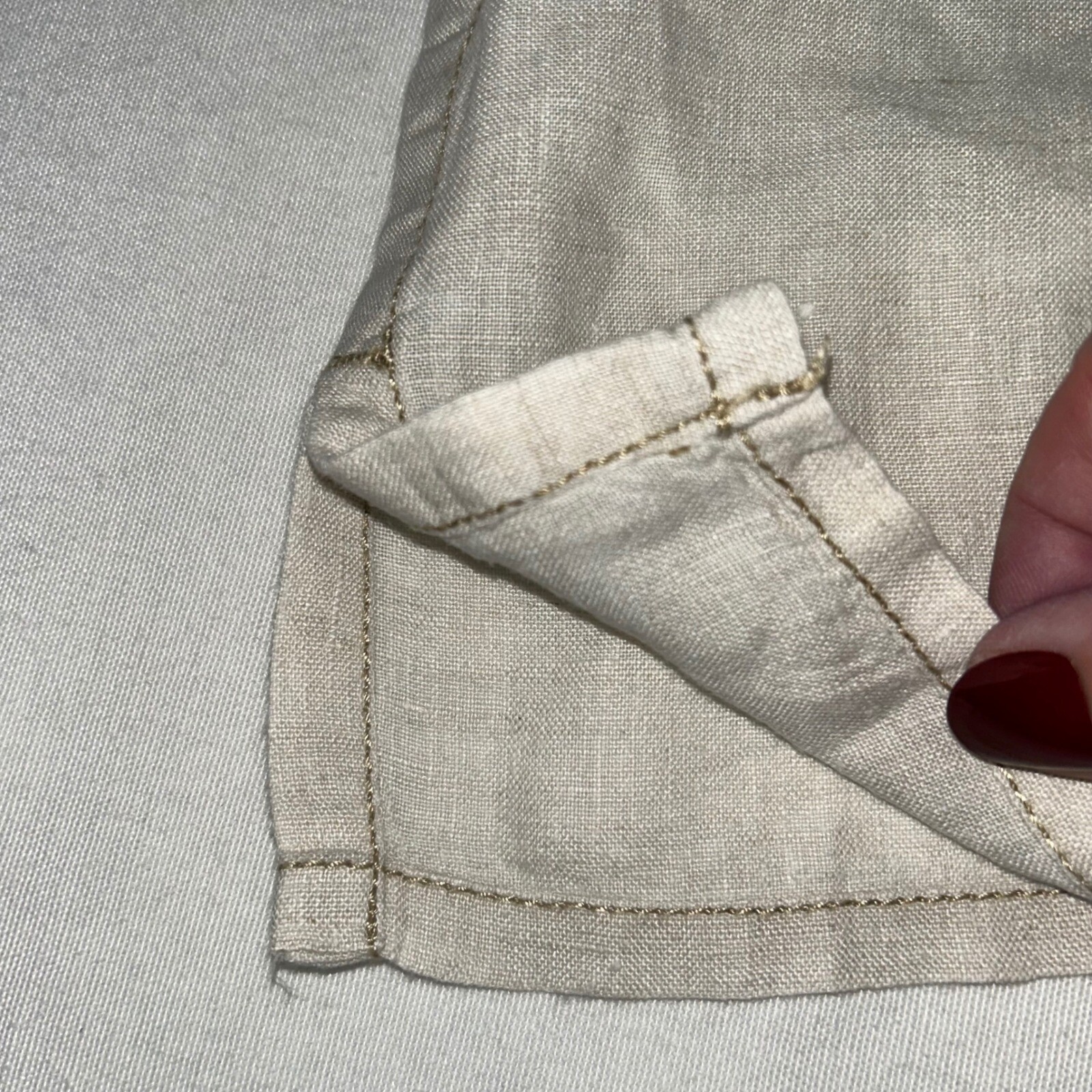 Tommy Bahama Relax Linen Button Up Short Sleeve Camp Shirt Beige Large