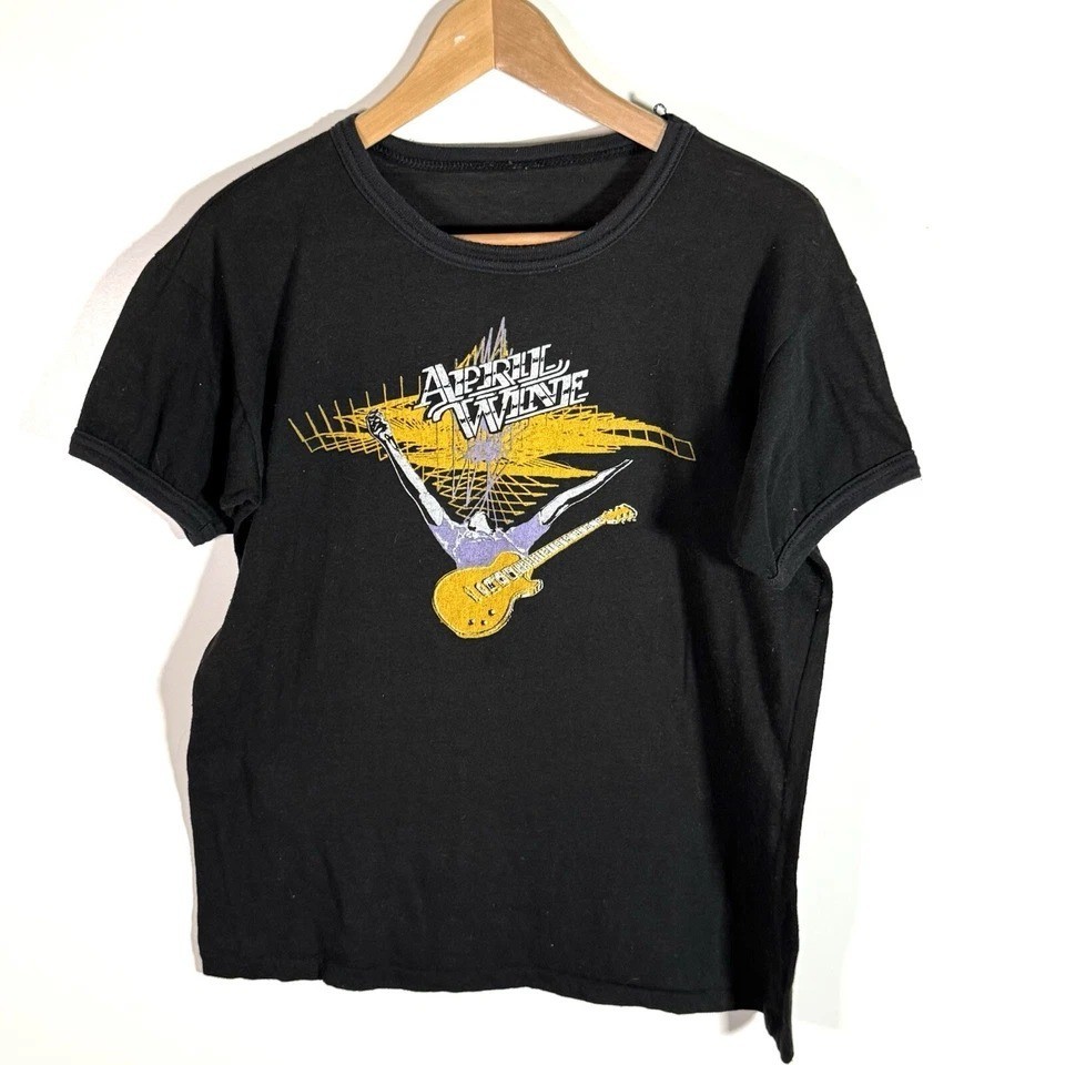 1980’s April Wine Power Play Tour Graphic Ringer T-shirt Reprint Twoside FN1428