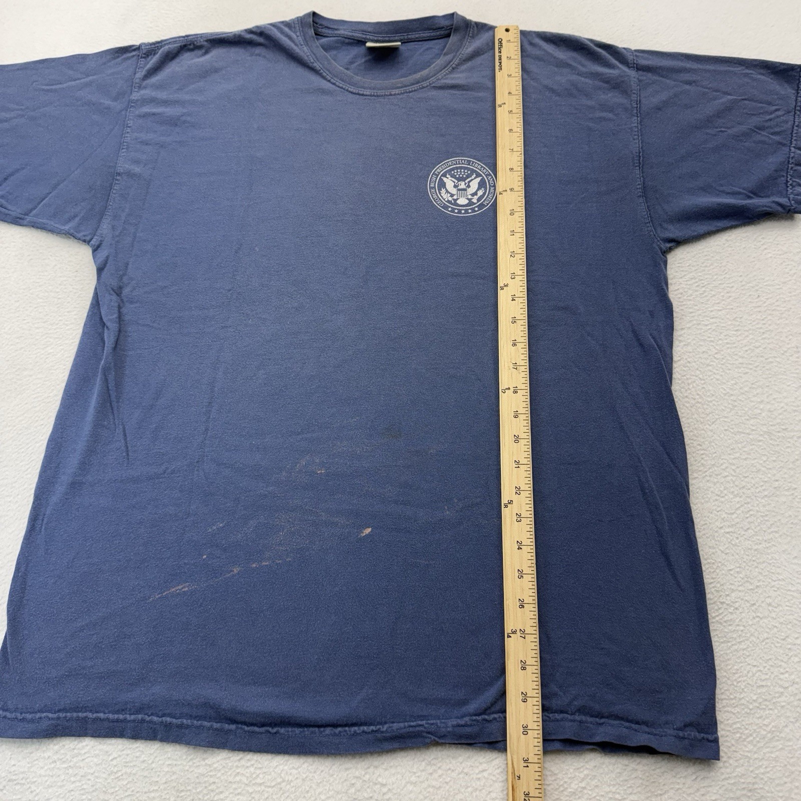 George Bush Presidential Library & Museum XL Shirt Faded Blue Texas A&M Campus