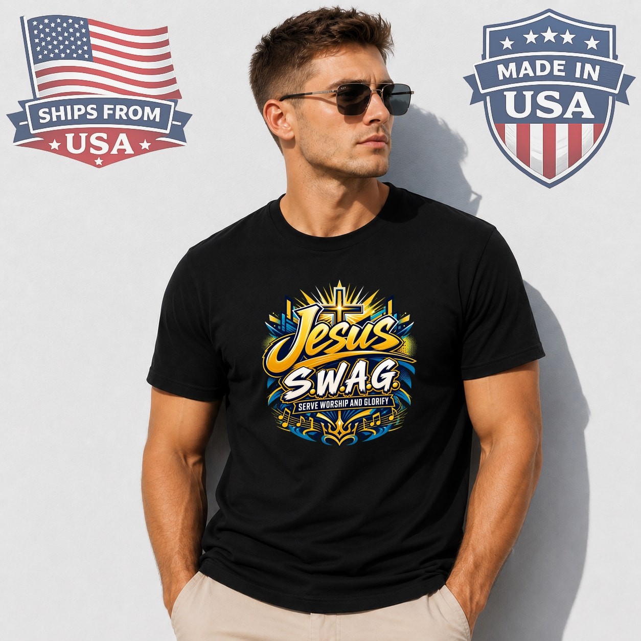 Jesus Swag Serve Worship And Glorify Graphic T-Shirt