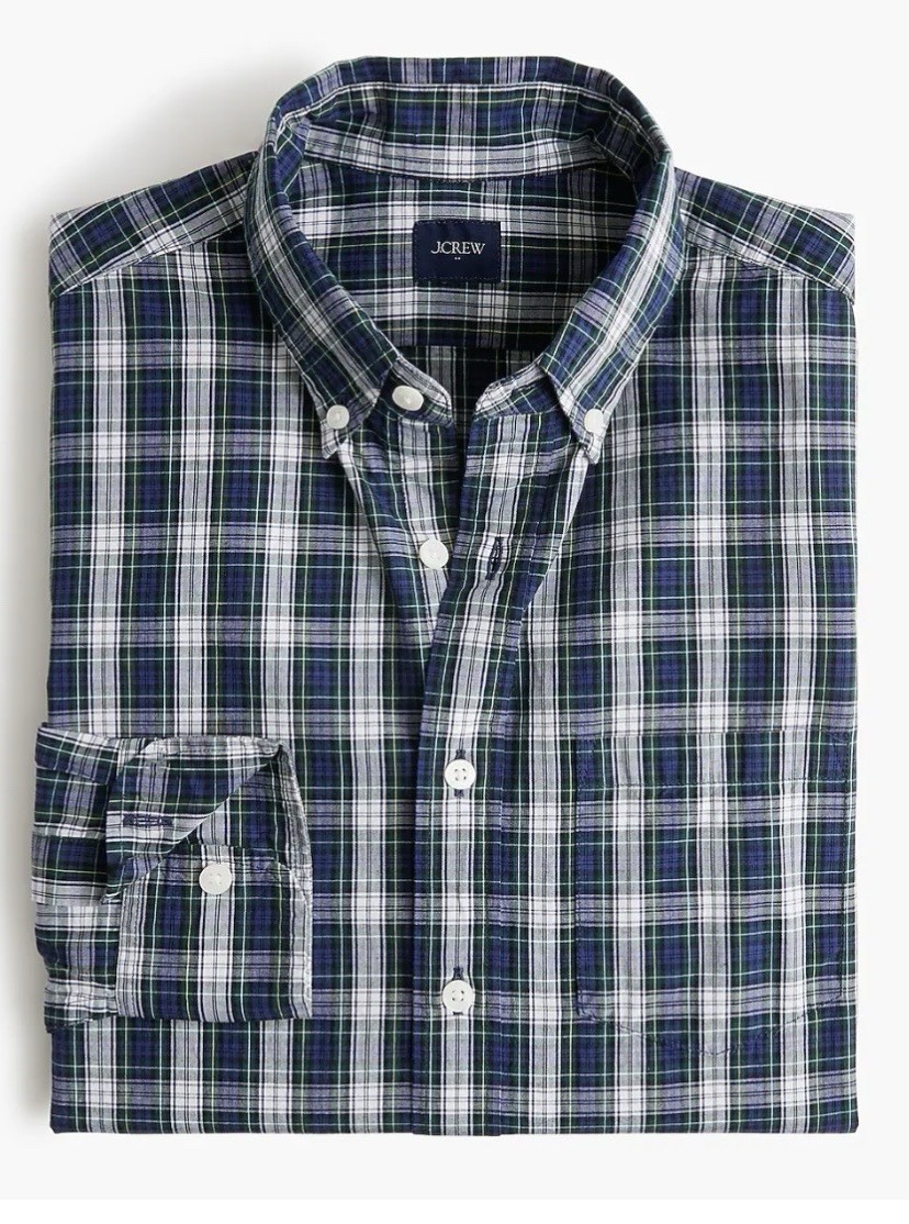 J Crew Classic Fit Flex Stretch Button Down Plaid Shirt Men Medium NWT Retail$98