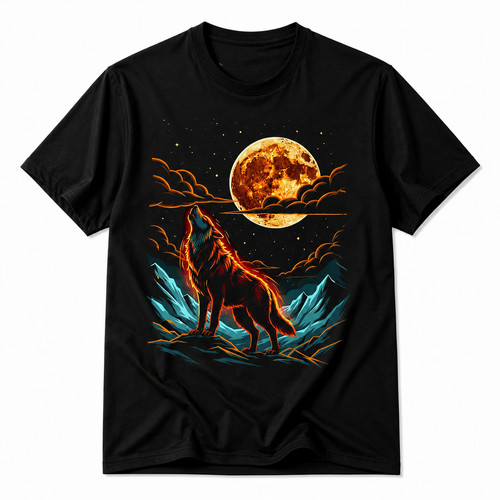 Howling Wolf Moon Graphic T-Shirt Wildlife Nature Animal Cotton Tee