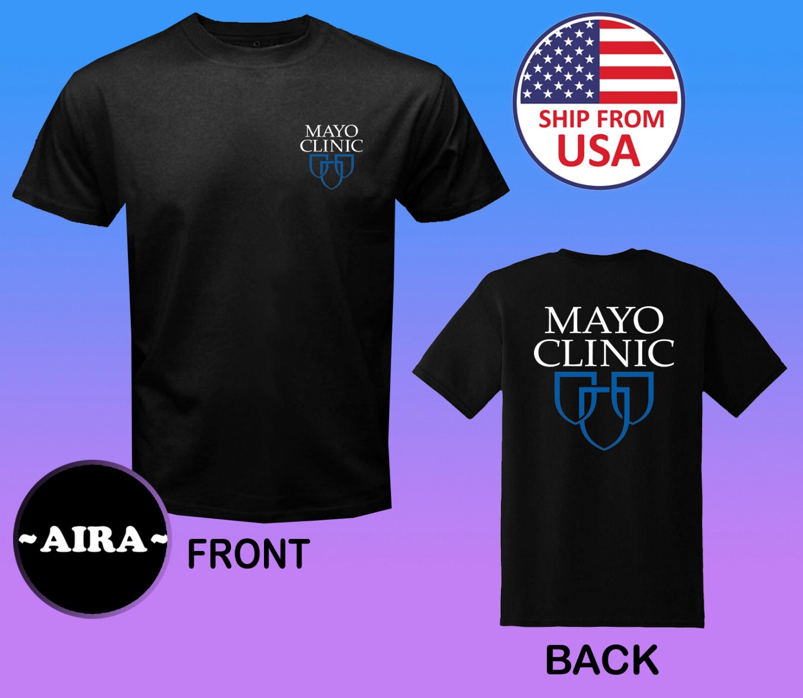 Mayo Clinic Health System Men’s Black T-Shirt Size S-5XL
