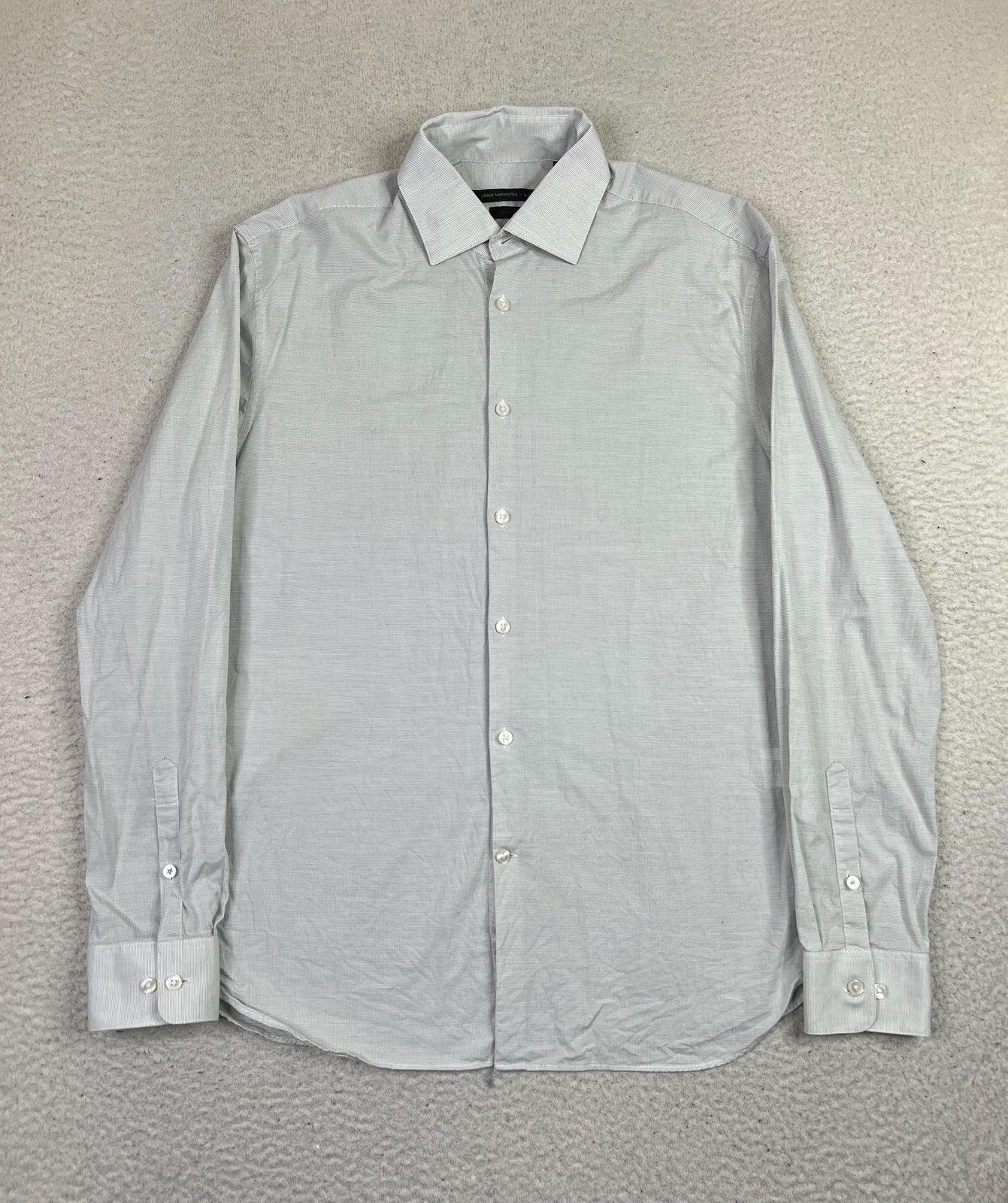 John Varvatos USA Shirt Mens 15.5 Gray Slim Fit Stretch Dress Long Sleeve