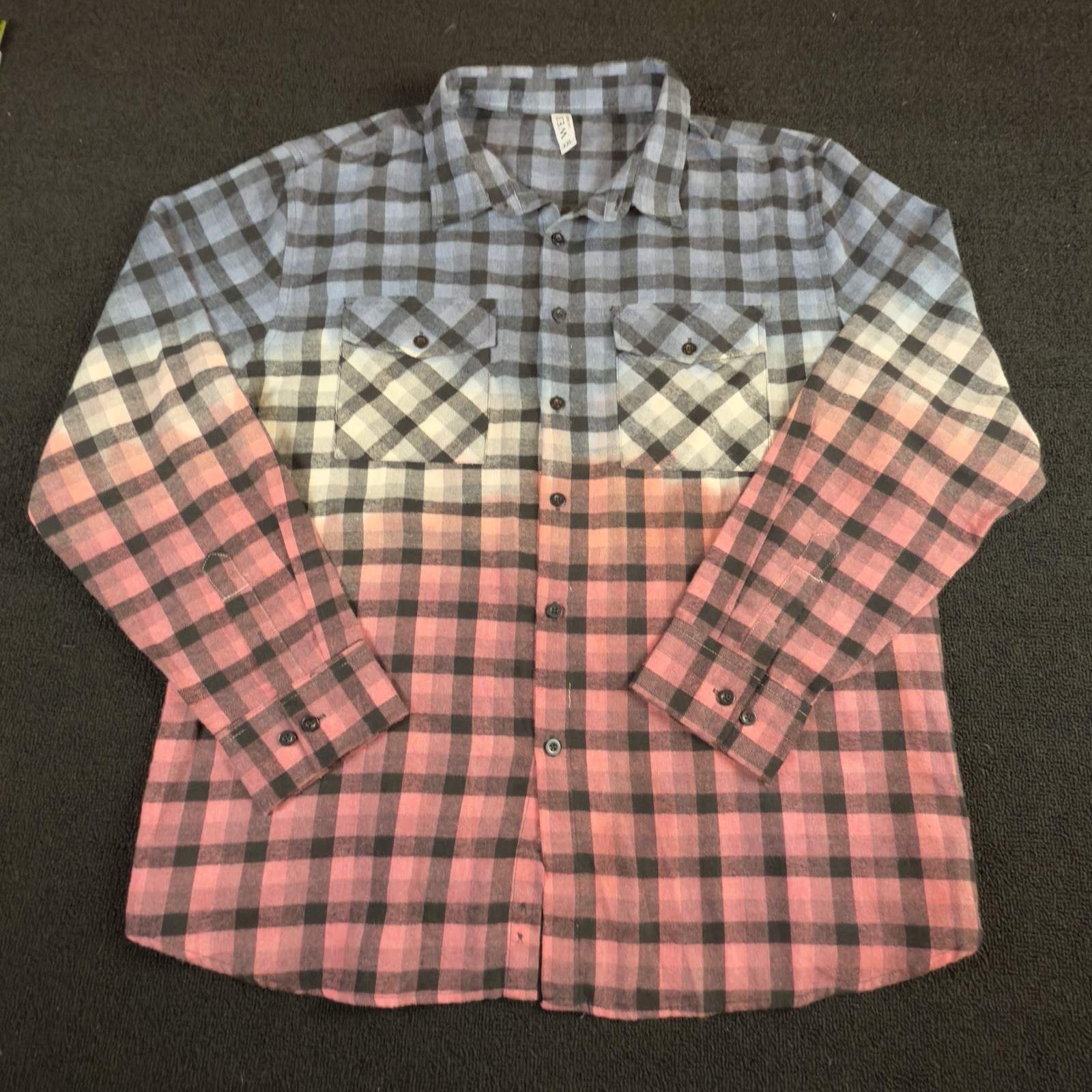 Weiv Men’s Gradient Plaid Flannel Shirt Long Sleeve Button Up XXL